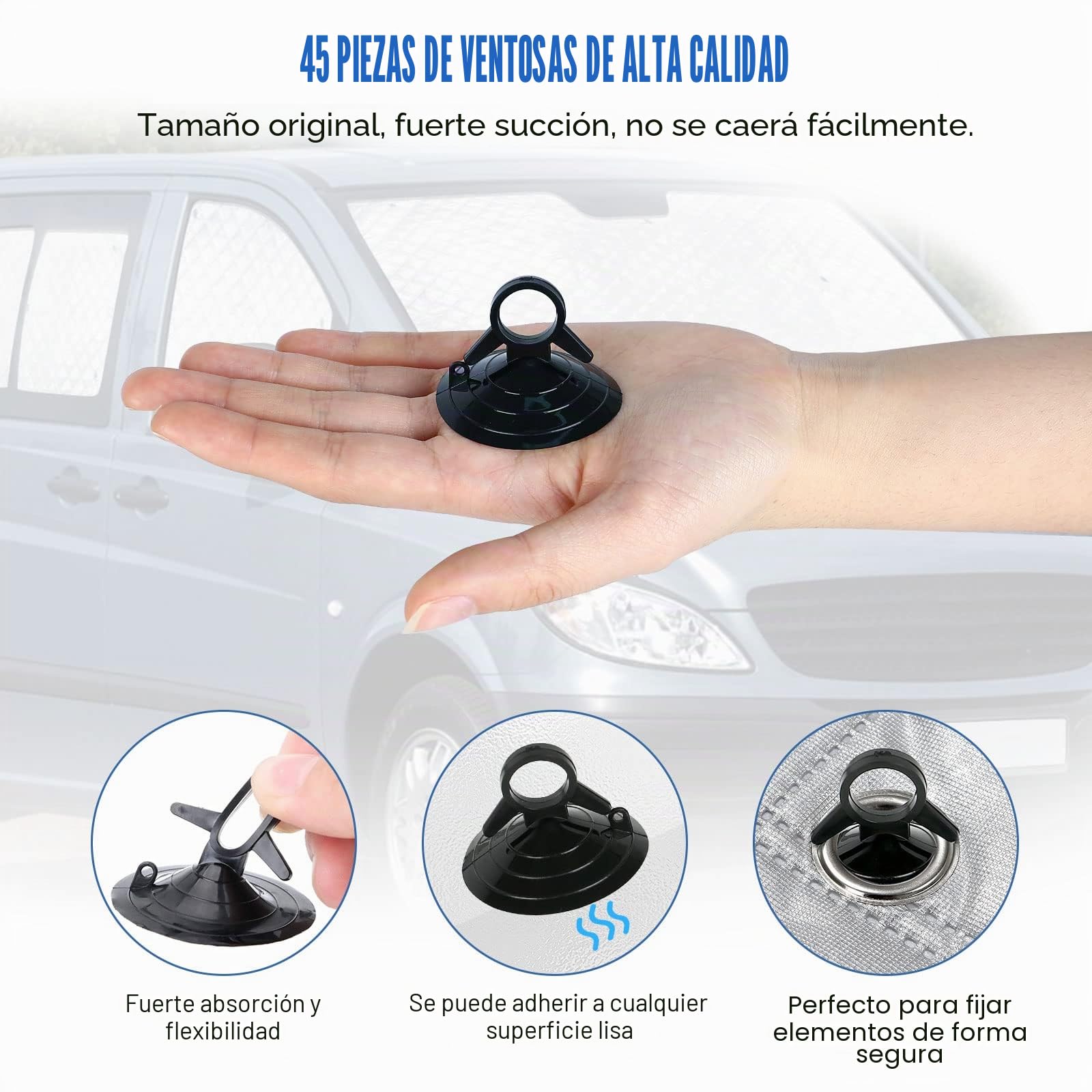Parasol del Parabrisas Automóvil Reemplazo para Mercedes-Benz Vito W639 / Viano SWB 2003–2014, Juego de 10 Piezas con 45 Ventosas, Cabina del Conductor, Cubierta de Parasol Automóvil