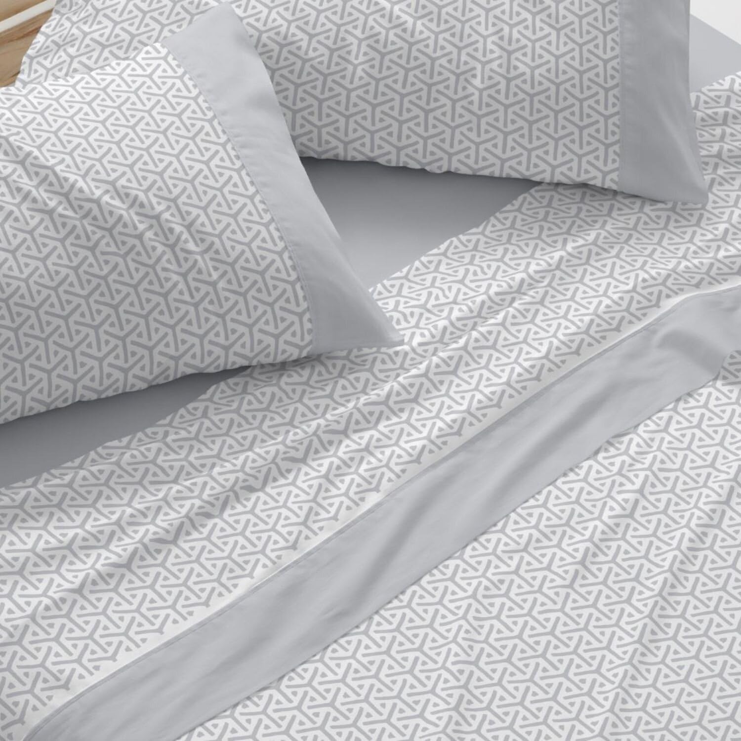 Burrito Blanco | Juego de sábanas Algodón | Cama de 135cm. (+Medidas Disponibles) | Diseño 638 | Color Gris (135x190/200cm.)