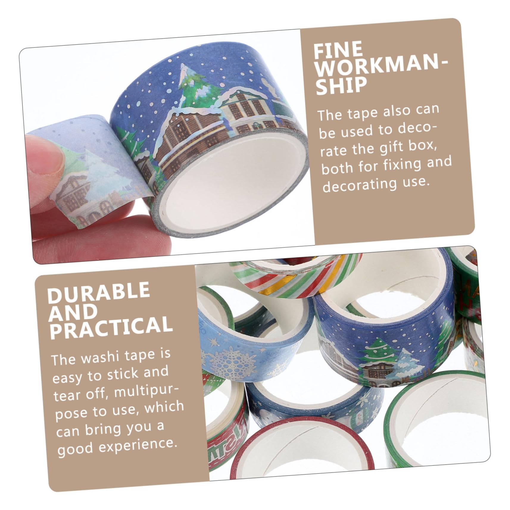 VILLCASE 4sets Pegatinas Decorativas Diy De Cinta Washi Navideña Con Estampado En Caliente (16 Uds) /rollo Alfabeto Doble Sticker Paper Washi Tapes Cintas Washi Papel Japones 16 Rolls*4