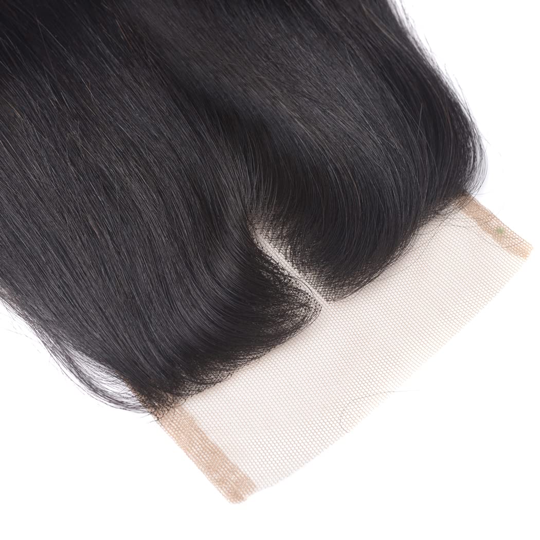 4X4 HD Lace Closure Straight Human Hair 14 Inch Transparent Pre Plucked with Natural Hairline Bleached Knots Unprocessed Brazilian Virgin Human Hair 4x4 Free Part Closure - Image 3