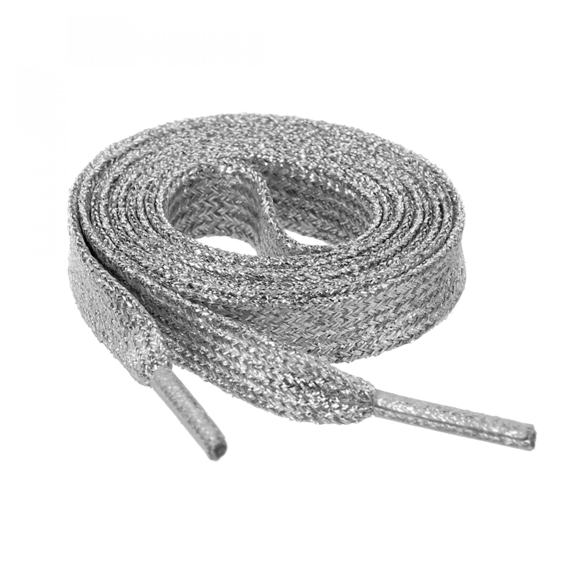 Allegra KGlitter Shiny Metallic Sparkling Shimmery Flat Sneakers Shoelace Shoe Laces Strings Silver 110CM