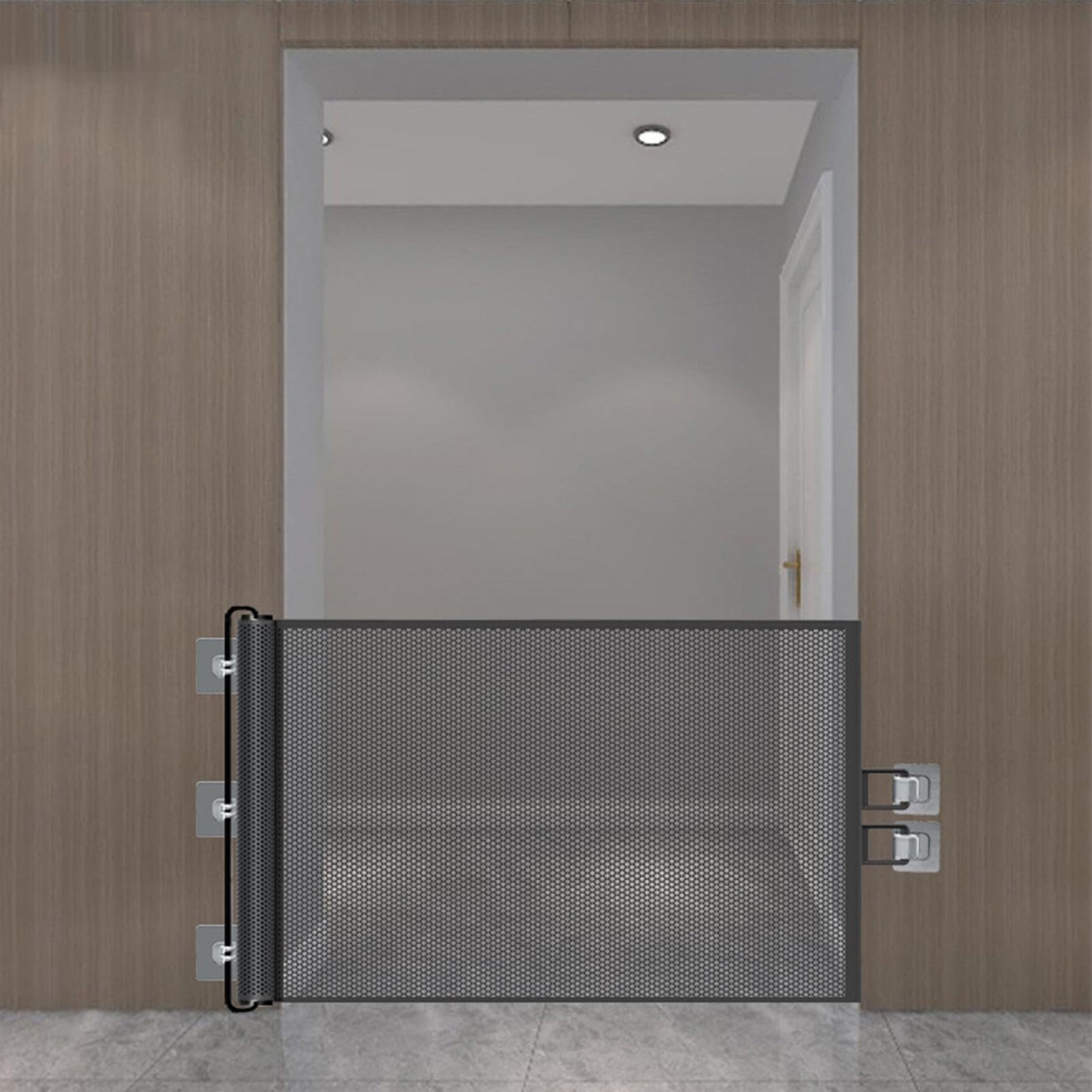 Cancello di sicurezza per bambini per porte, rete di sicurezza per cani per scale – Kid Safety Automatic Retractable Isolation Net – Forniture per animali domestici regolabili per porte e scale | Retrattile Automatico per Cucine, Ingressi, Scale, Interni,