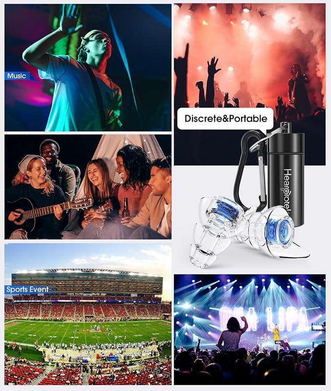 Hearprotek Concert Ear Plugs, 2Pairs Reusable high Fidelity Musician Ear Plugs for Concerts Loud Music-Noise Reduction Ear Protection earplugs for Rave,Festival,Music,Tinnitus Relief image 6
