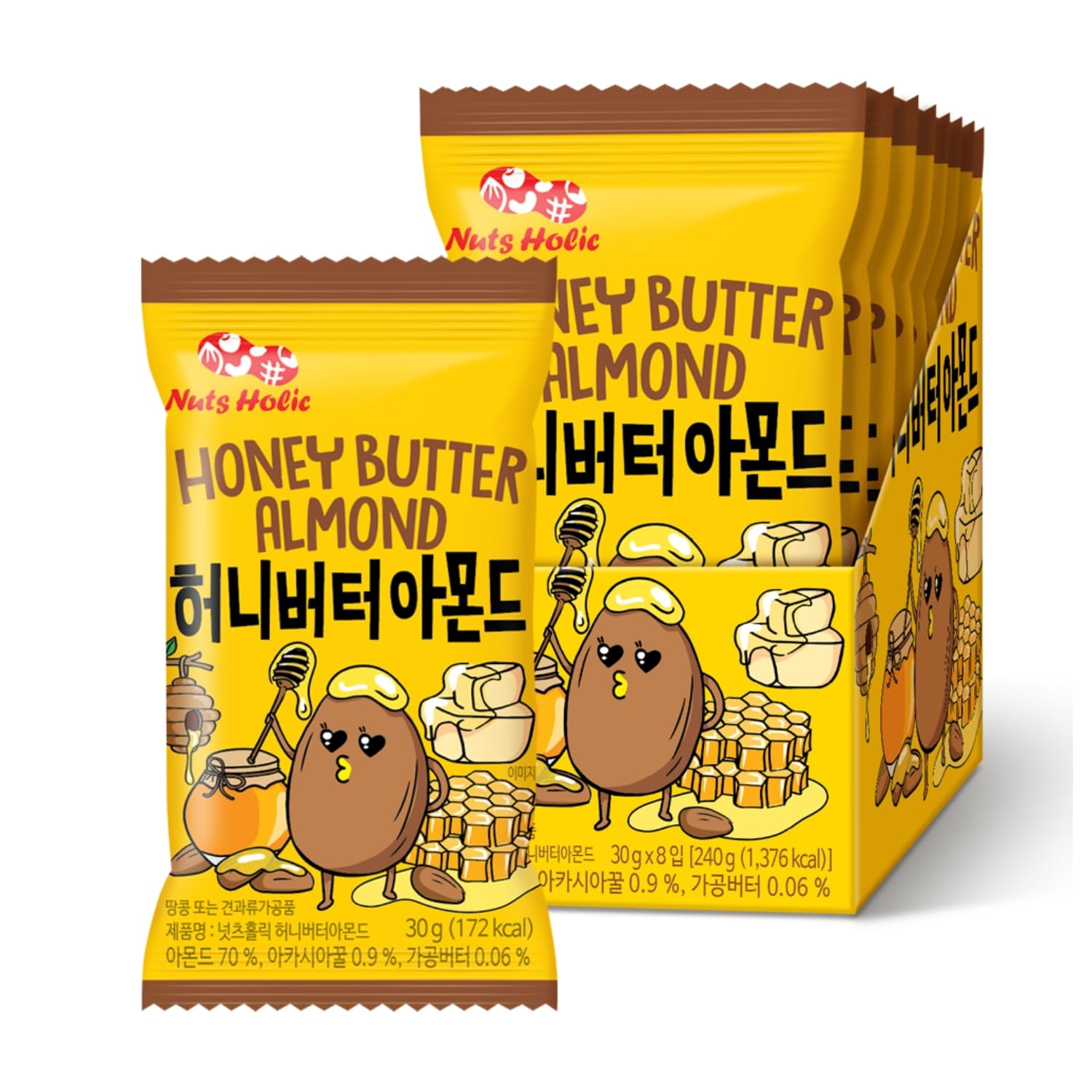 Amazon.com : Korean Food Nuts Holic Honey Butter Almond, Sweet