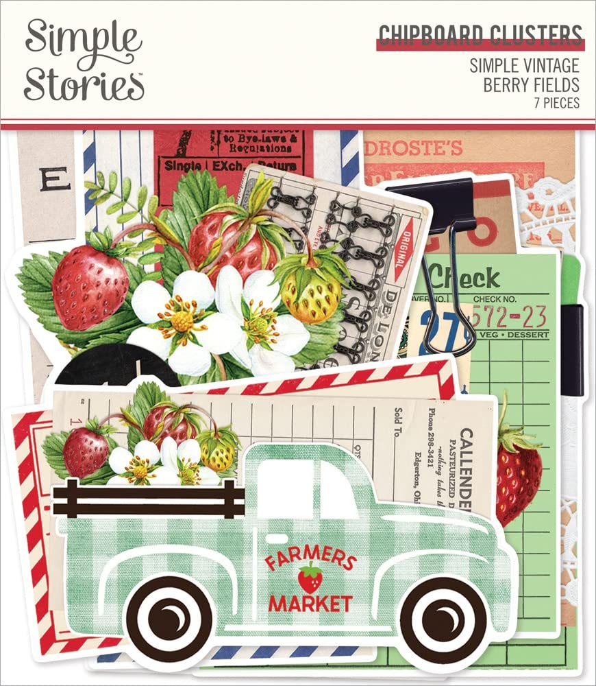 Berry Fields Chipboard Clusters ornements en carton rigide haute densité