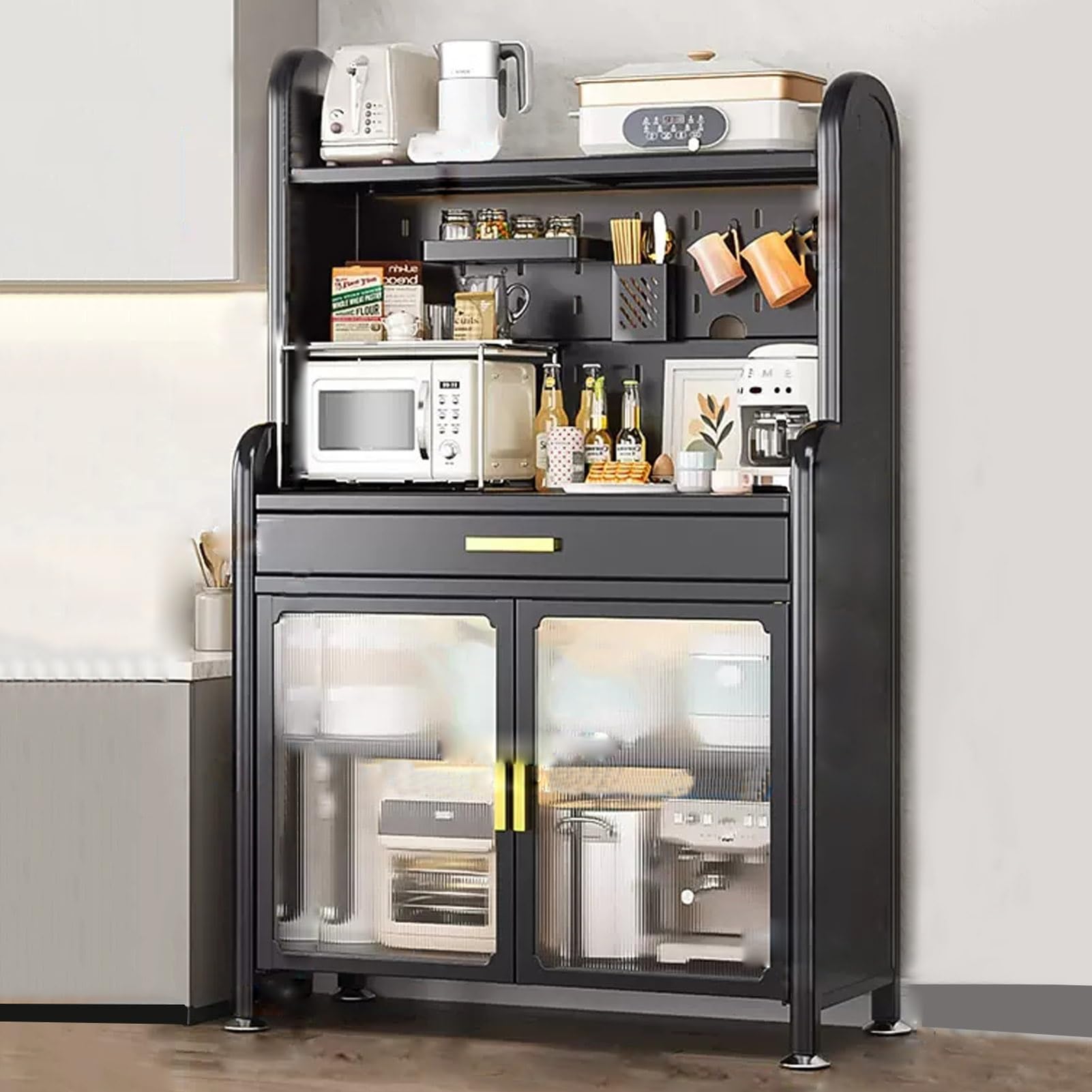 Étagère micro-ondes meuble de rangement pour cuisine et salon moderne