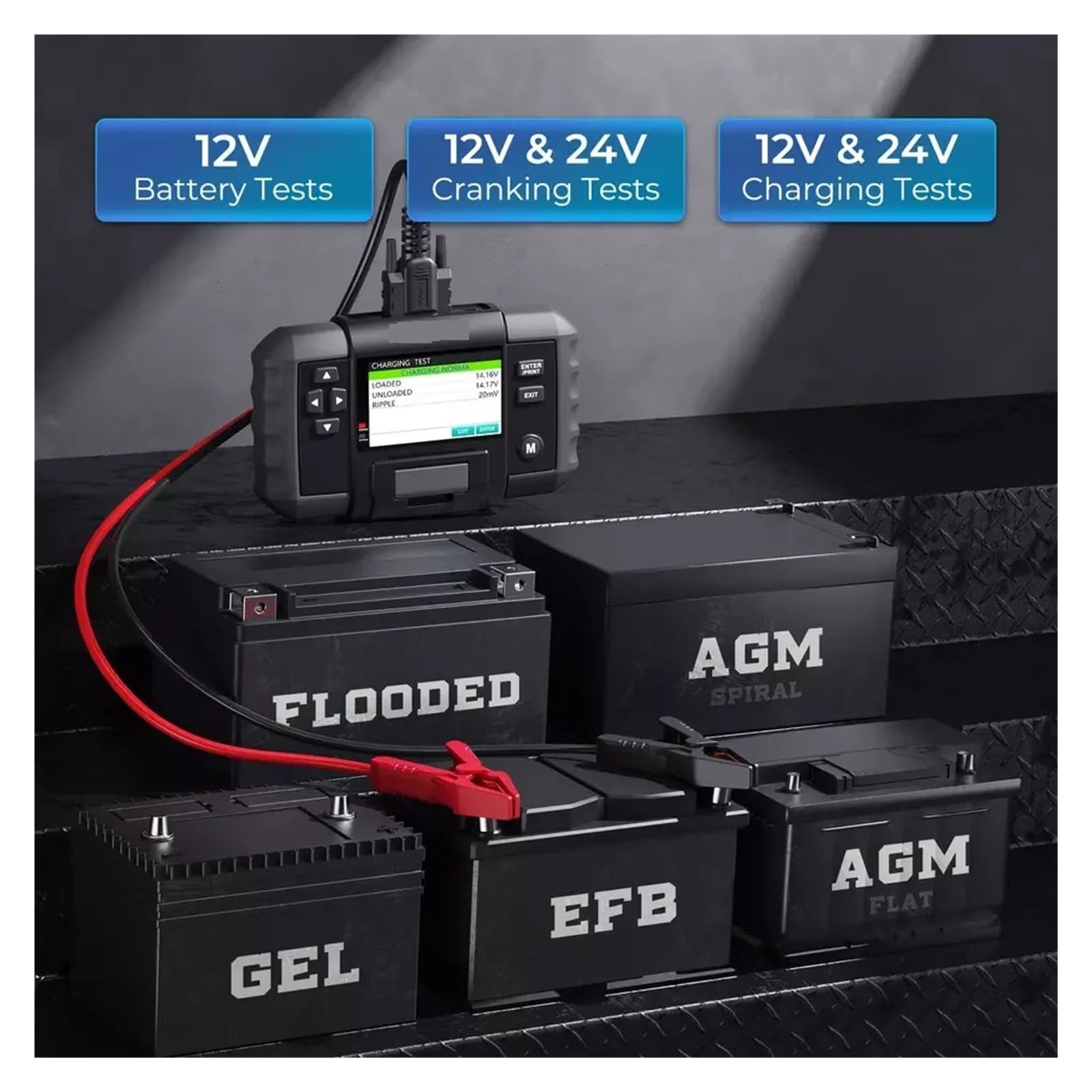 Tester della batteria, BT600 Tester for batteria auto 12V 24V, analizzatore for veicoli al piombo con stampante termica integrata, strumento for