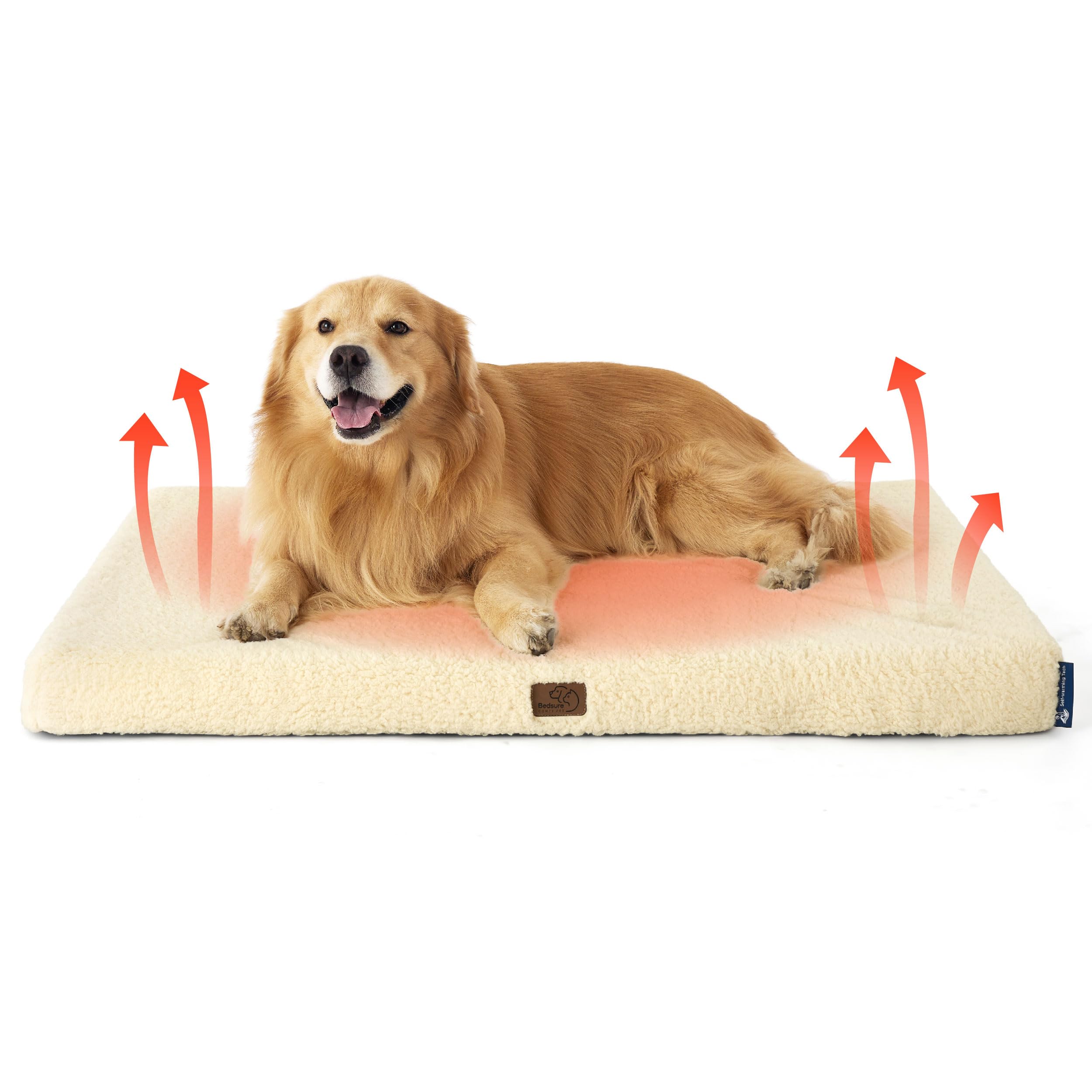 Bedsure Self Warming Dog Beds Large Sized Dog - Extra-Large Puppy Bed with Removable Washable Cover, Orthopedic Egg Crate Foam Pet Mat, Suitable for Pet Up to 100 lbs (Non Electric)