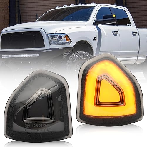 NSLUMO Espejo lateral LED luces intermitentes para Dodge Ram 2010-2018 1500 2500 3500 Pickup ámbar Led espejo de remolque intermitente lámpara