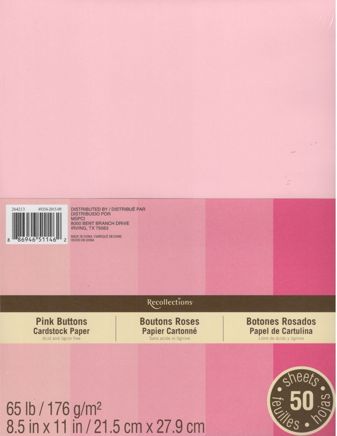 RecollectionsCardstock Paper, 8 1/2 X 11 Pink Buttons - 50 Sheets (Value 2-pack)