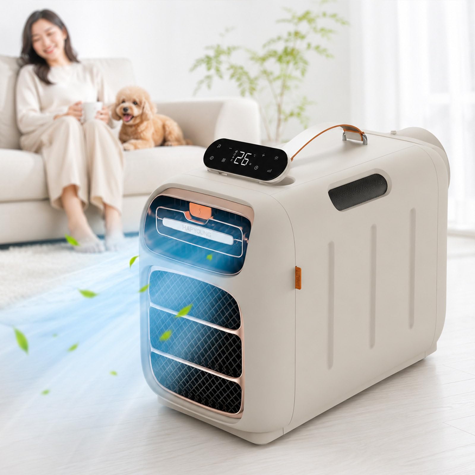 QJJML Portable Air Conditioning Unit, 1400W Cooling Small Portable Air Conditioner, Quiet Camping Air Conditioner Tent AC Unit, with 4 Modes Remote 12H Timer for Campervan Motorhome Small Spaces