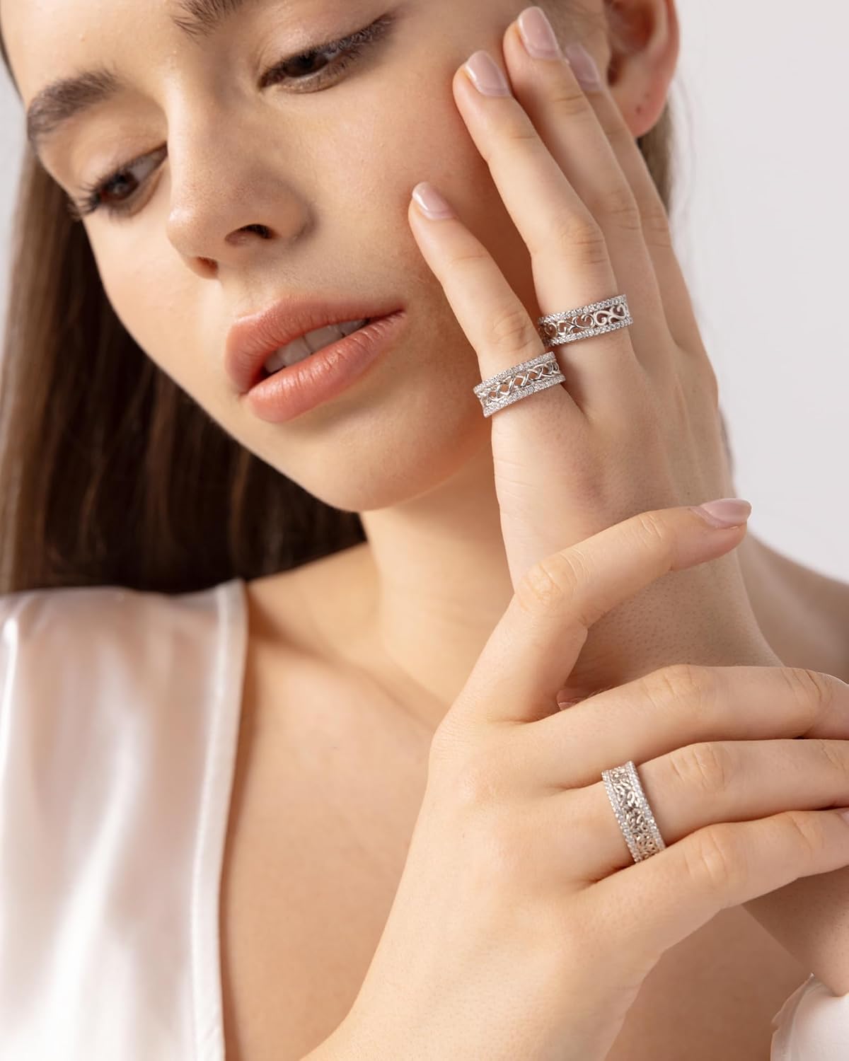 Celtic Eternity Wedding Bands Women - 925 Sterling Silver Cubic Zirconia Irish Promise Engagement for Her Size 5-9