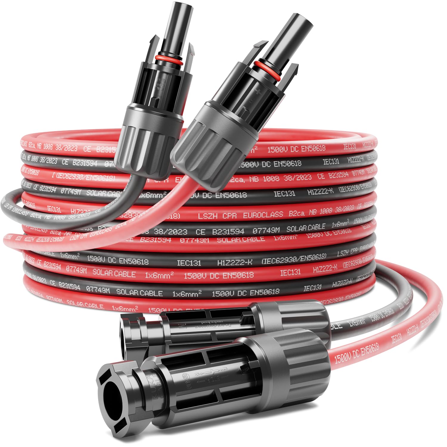 deleyCON 7,5m PV4 Cable Solar Cable de Extensión Juego 6mm² para Sistemas Fotovoltaicos - para Cableado Serie y Paralelo - 1kV CA 1,5kV CC - Resistente a la Intemperie & Resistente a Los Rayos UV IP68