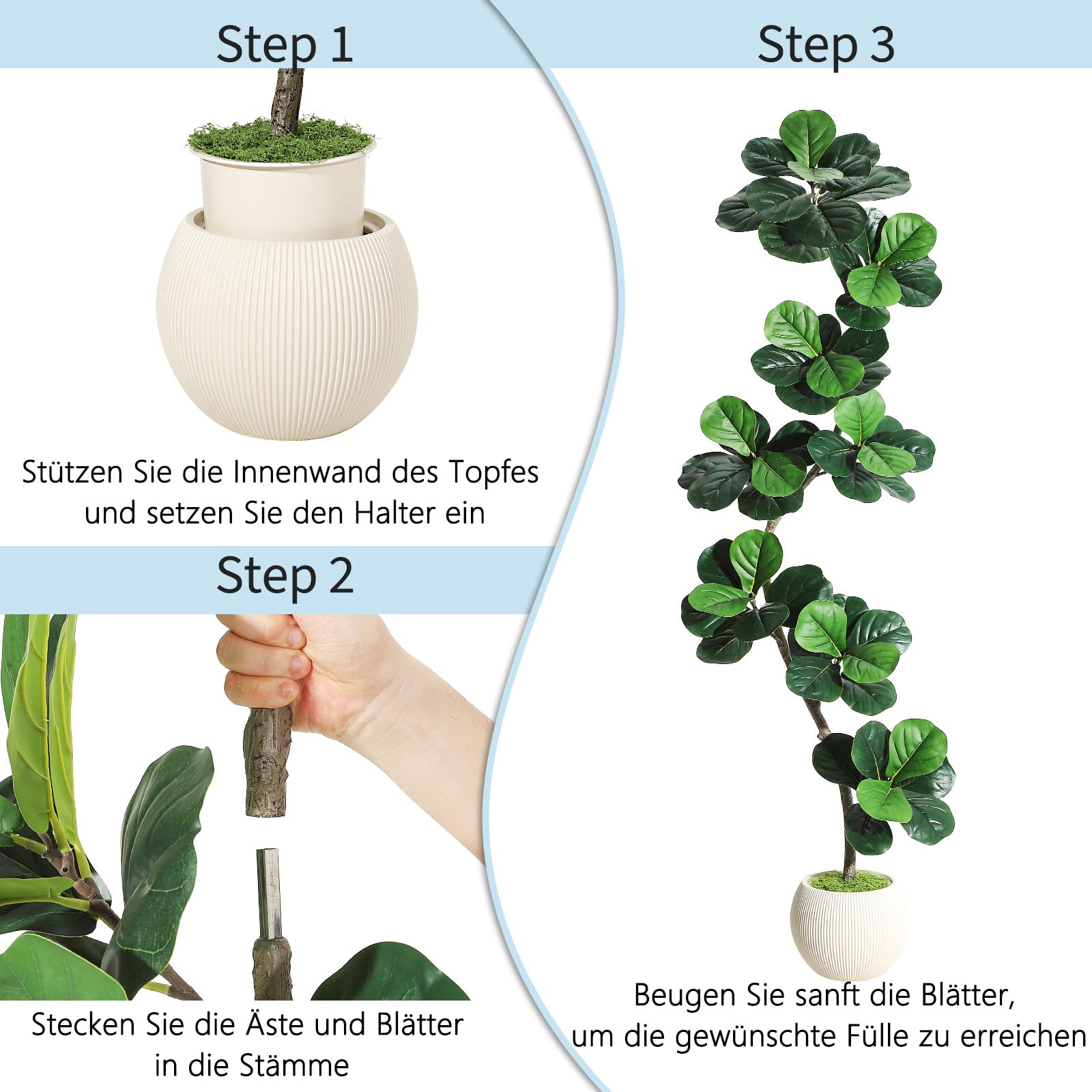Garvee 210cm Künstliche Pflanzen Fake Pflanzen Künstlicher Fiddle Feigenbaum Mit Weiß Harz Topf Kunstbaum Groß Plastikpflanzen Kunstpflanzen für Drinnen Und DraußEn Zimmer Schlafzimmer Home