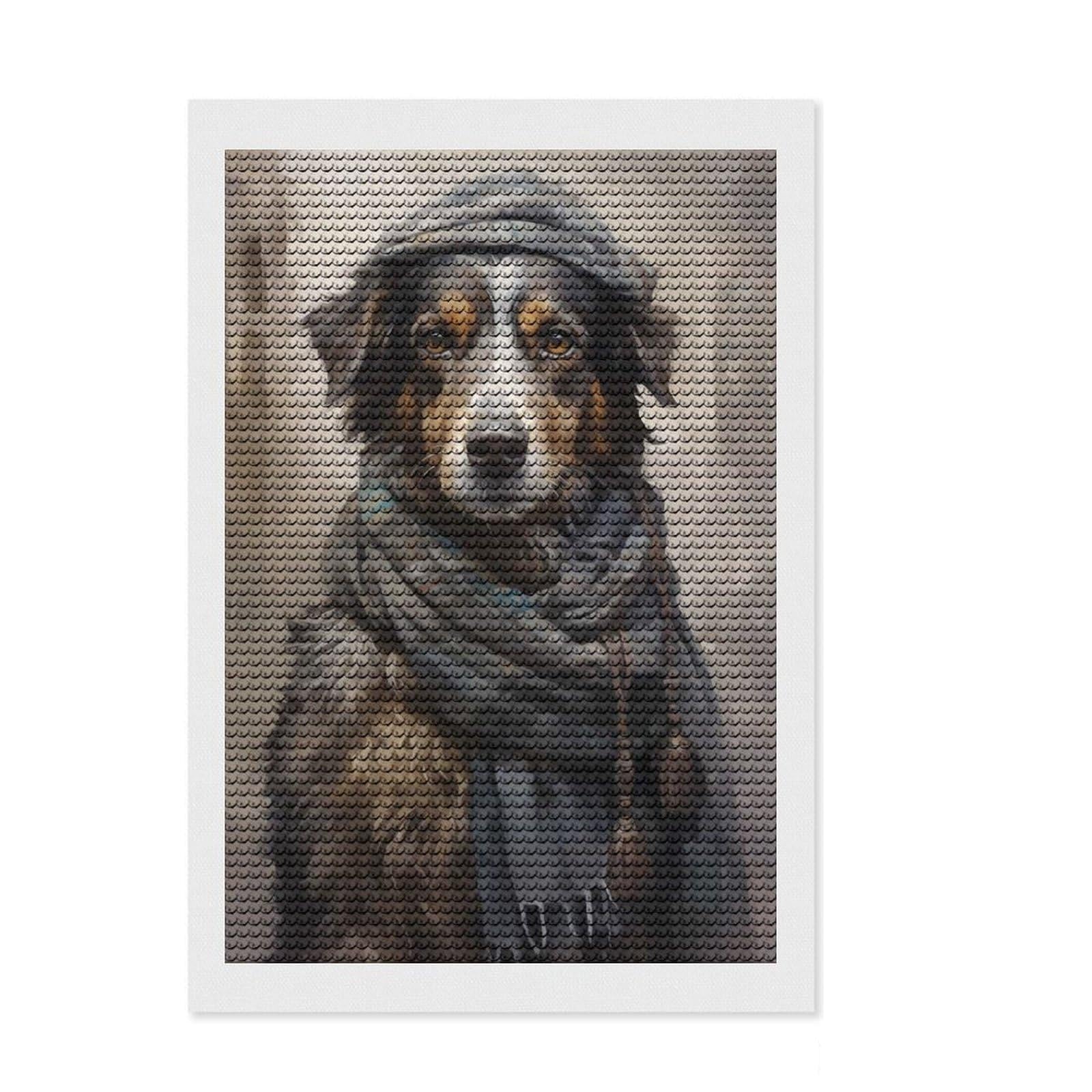 Junmoney Portrait of A Stray Dog Full Drill Diamond Painting Kit 8"x12", Satisfying Creative Project, Finish and Display, Stress Relief Craft