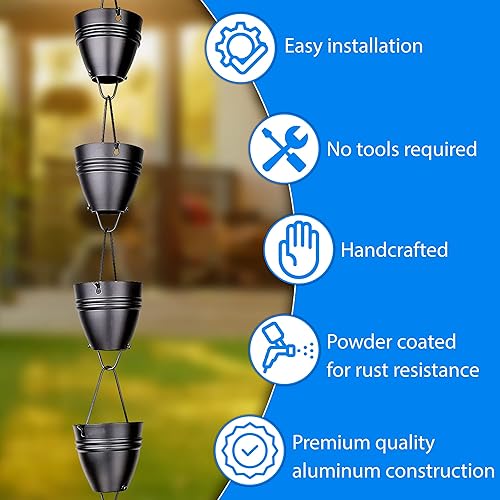 Miniatura 3 de Cadena de lluvia de 8.5 pies. Alternativa decorativa de bajante para un flujo de agua elegante.