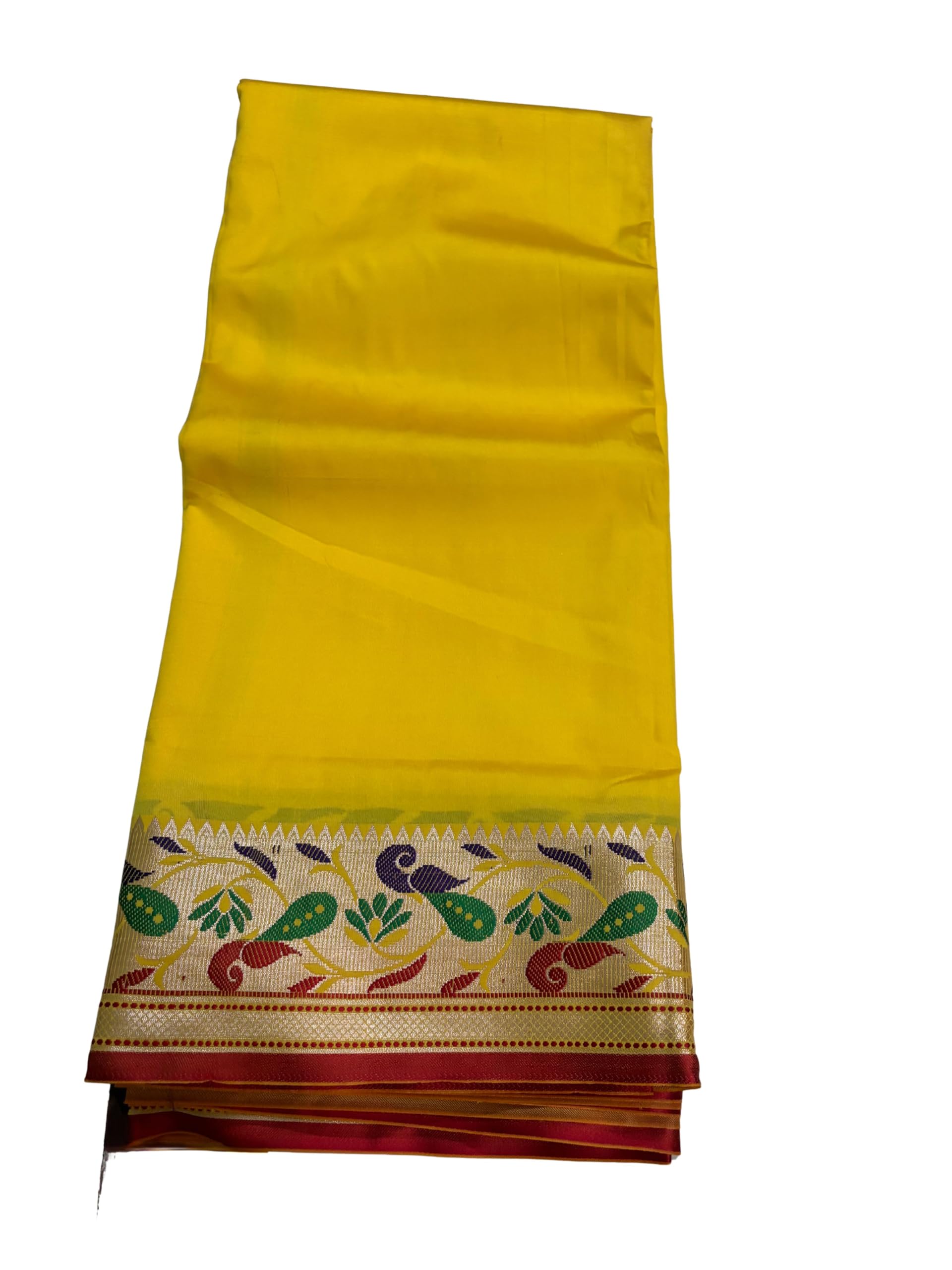 Mens Unstitched Artsilk Dhoti With Stole Set Peacock Border | Traditional Ethnic Wear for Wedding, Puja & Cultural Functions |-image-19