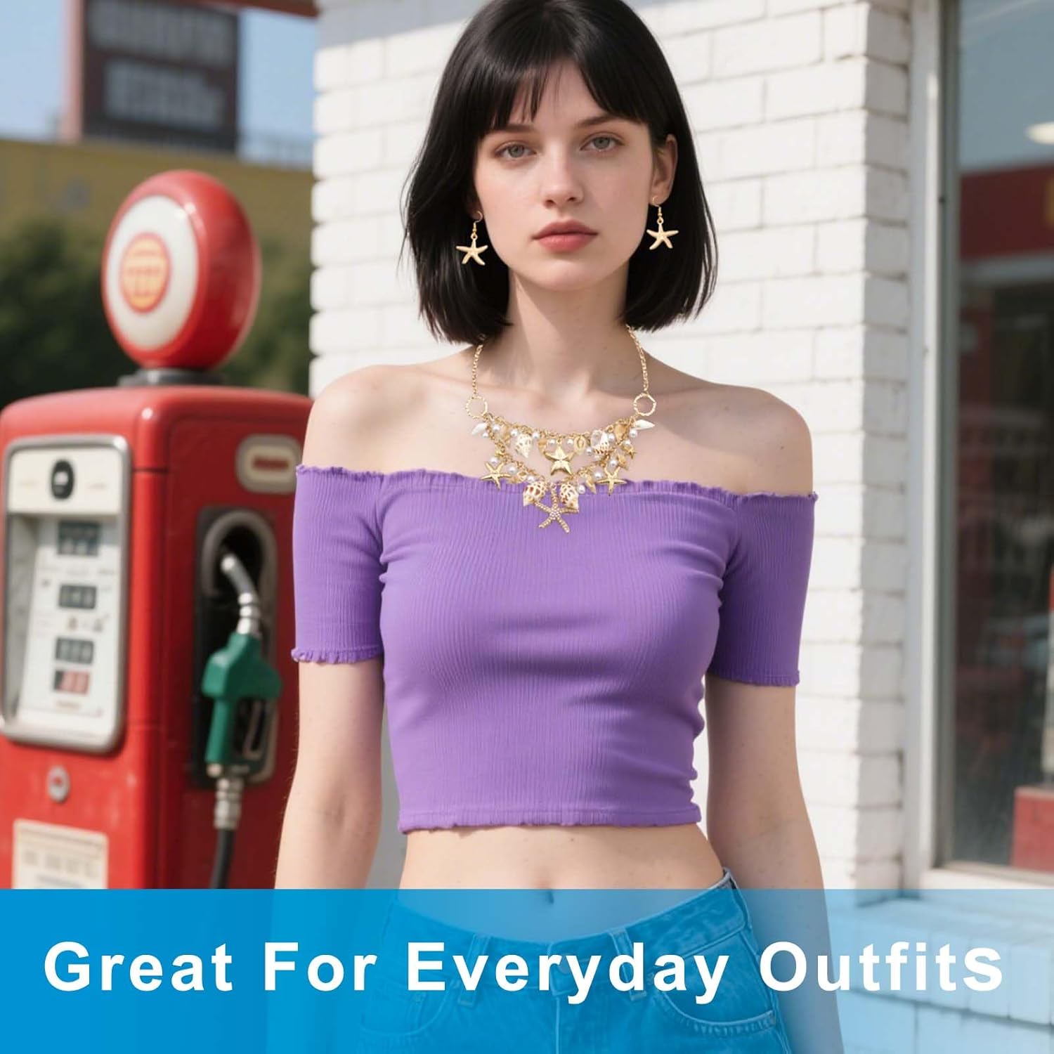 Starfish Seashell Necklace Bracelet Dainty Boho Jewelry Set Gold Beach Jewelry Accessories for Women Summer Vacation Coastal Beachy - Image 6