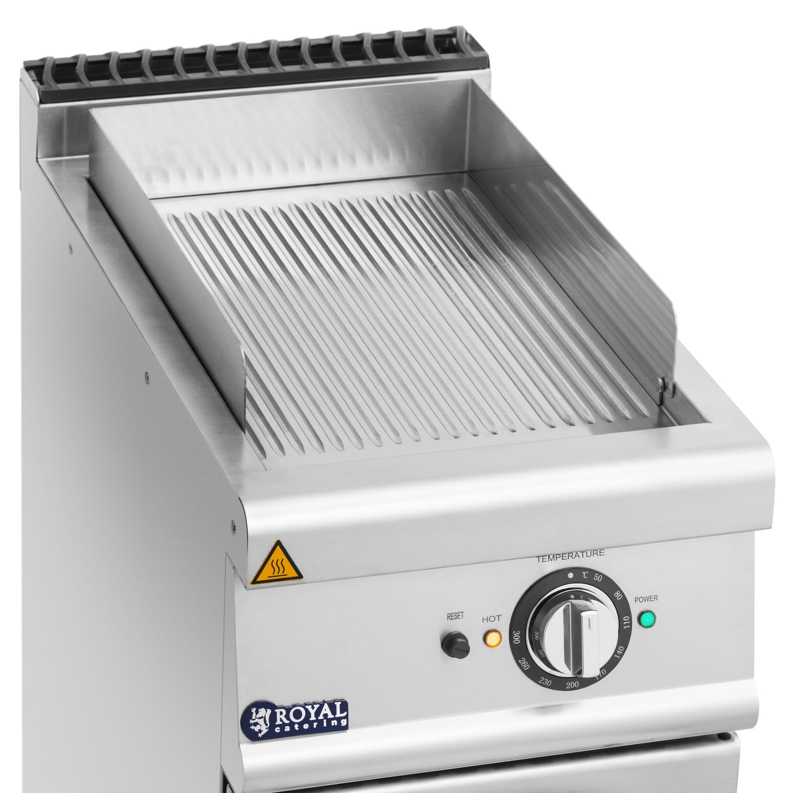 Royal Catering Plancha eléctrica fry-top 5,4 kW ondulada mueble bajo 40 x 70 cm serie Pro 730 Plancha de cocina Parrilla eléctrica Plancha de asar eléctrica Fry-top