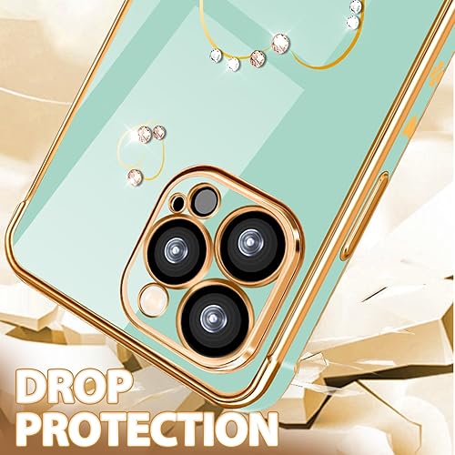 Miniatura 4 de Petitian Funda para iPhone 13 Pro Max, bonita funda de corazón con purpurina para iPhone 13 Pro Max, cubierta femenina chapada en oro para 13 Promax