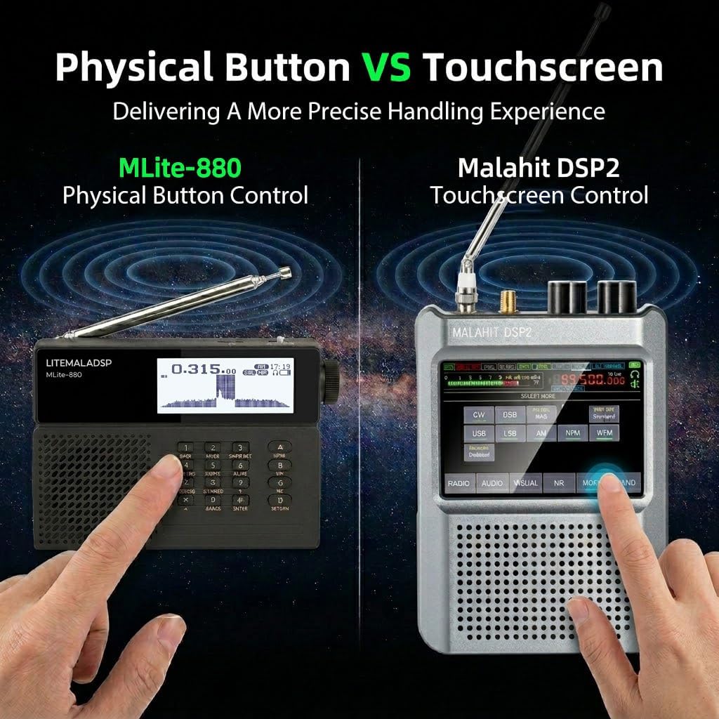 2026 Upgraded MLite-880 Portable All-Band DSP/SDR Radio Receiver, V2.1.0 Shortwave Radio with Spectrum Display, 5000mAh Battery & Bluetooth