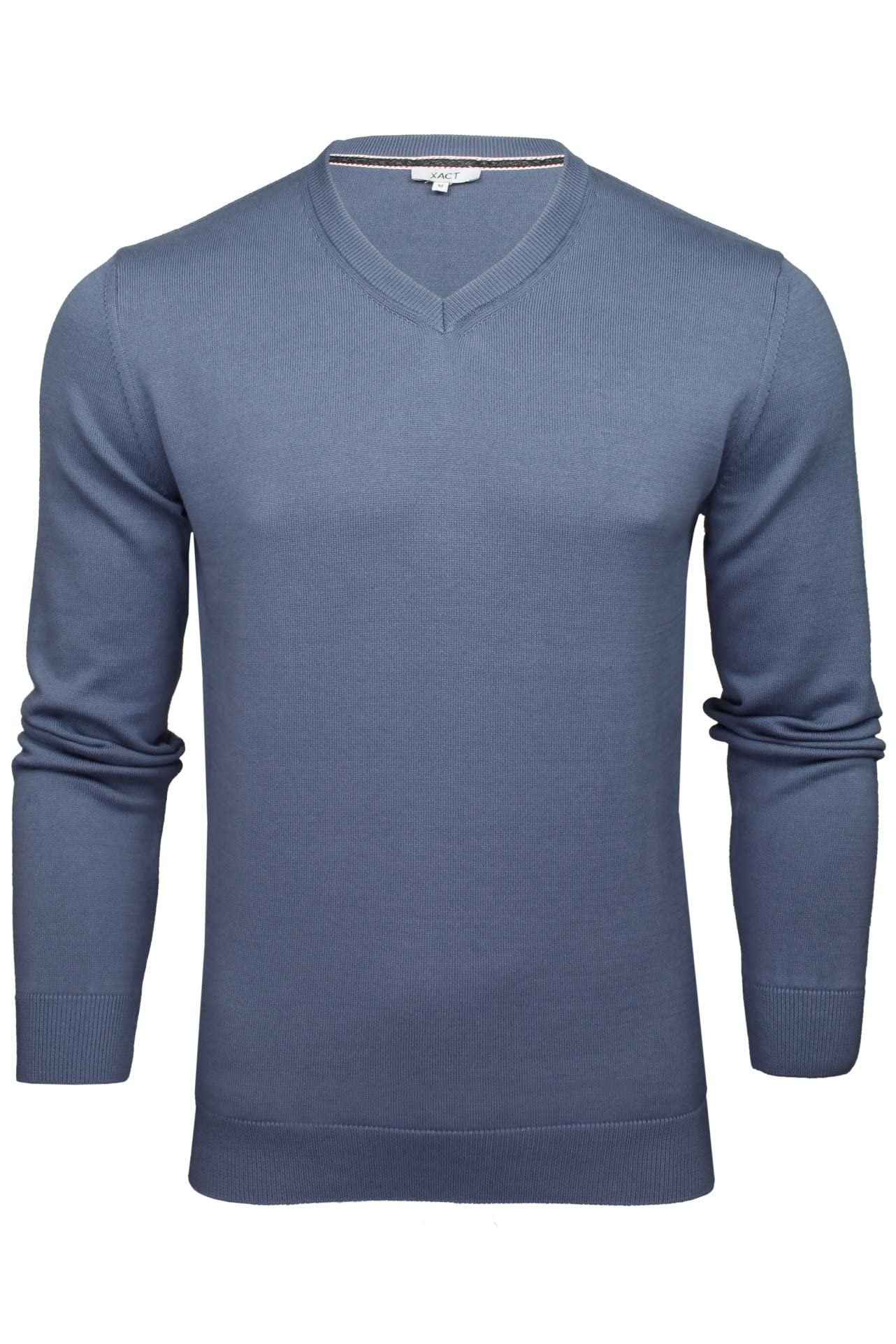 Xact Men's Royal Blue Jumper Fine Knit - V Neck Or Crew Neck (Royal Blue) Xl