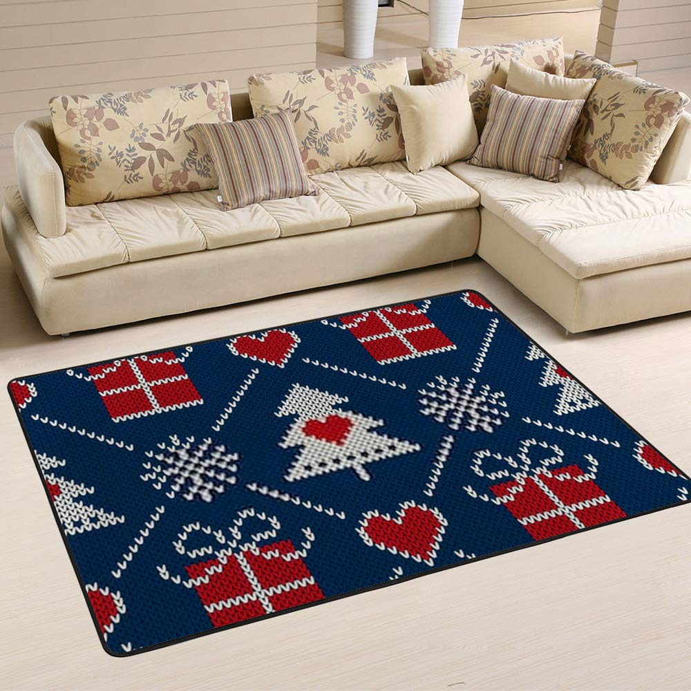 Tapis en tricot motif Noël Ruchen 63x48 inch pour salon
