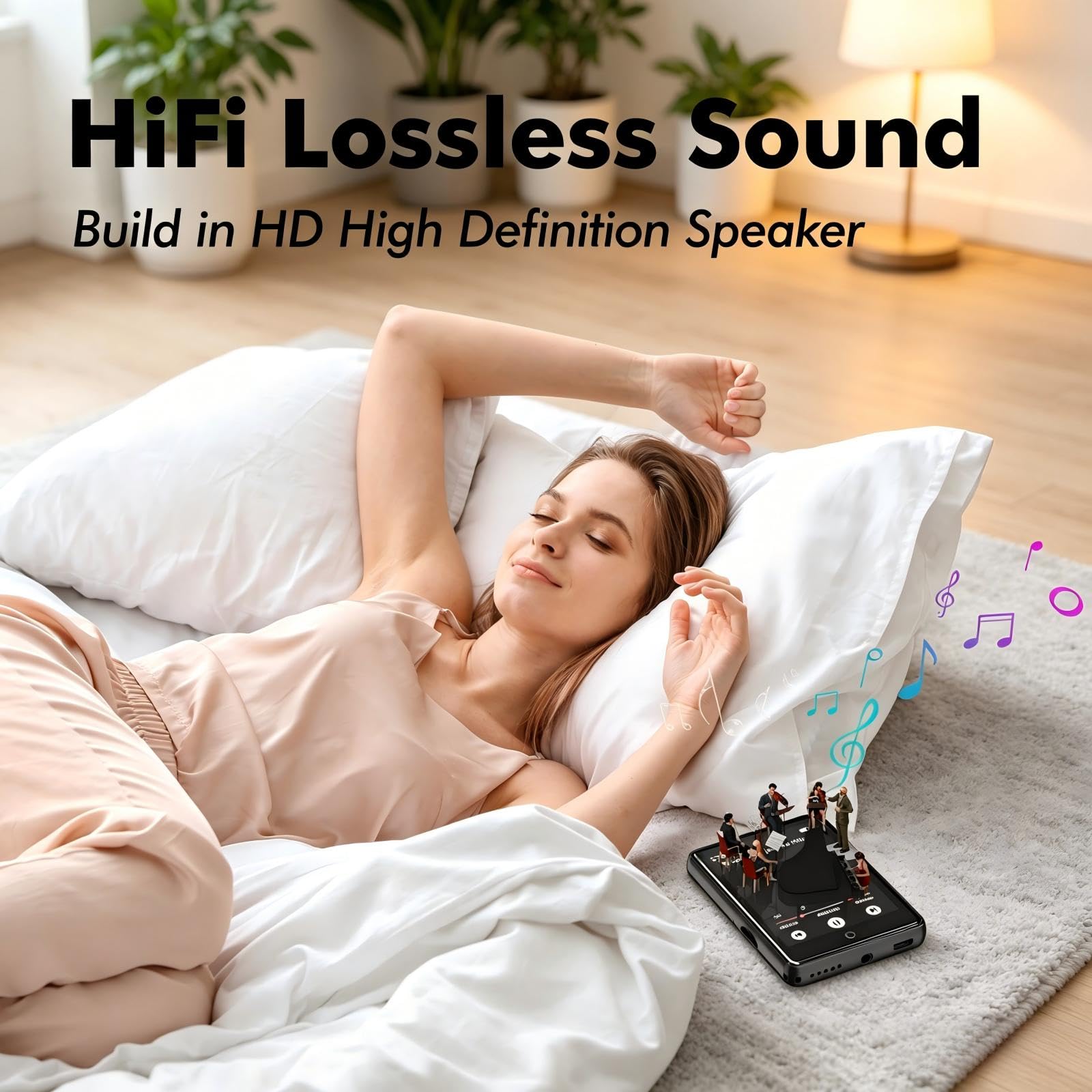 Reproductor MP3 de 32 GB con Bluetooth 5.3 con Altavoz para niños Calidad de Sonido HiFi, Pantalla táctil de 2,8 Pulgadas, Radio FM, Grabadora de Voz, Admite Tarjetas TF de hasta 128 GB (Negro)