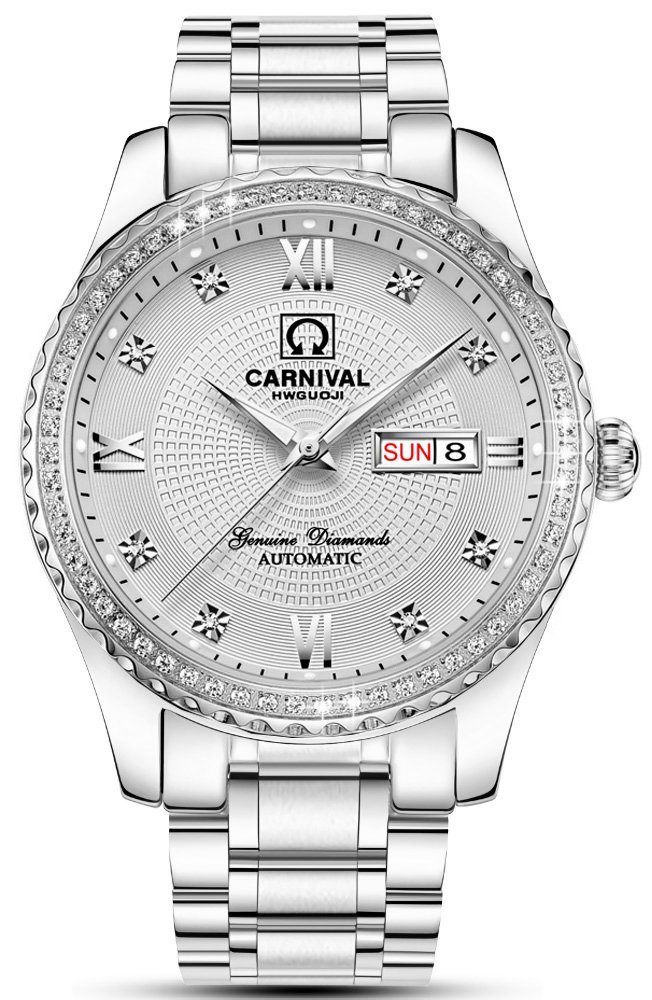 TEINTOPCarnival Watch for Men Automatic Mechanical with Bezel Inlay Rhinestones