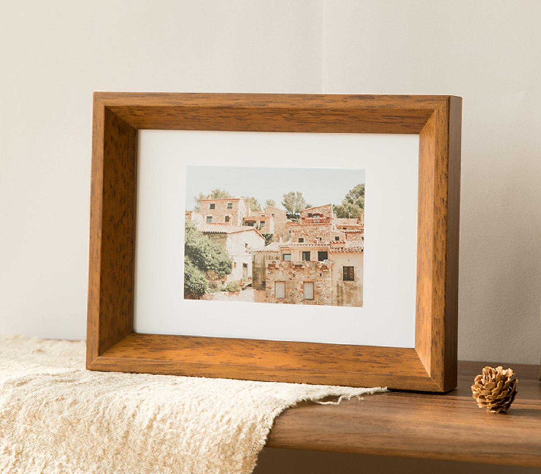 Afuly Cornice portafoto in legno invecchiato rustico, per collage, stile shabby chic, decorazione da tavolo per anniversario, regalo di compleanno per mamma e nonna, 12,7 x 17,8 cm