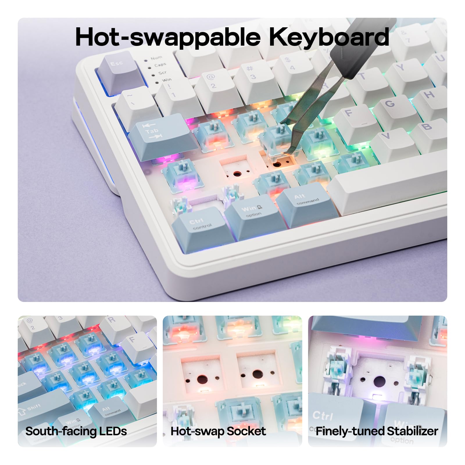 EPOMAKER TH99 Pro Teclado Gaming Mecánico Inalámbrico de 96% con Pantalla y Perilla, 10000mAh, 2.4GHz/BT, Hot-Swap, Driver Personalizado, RGB, Teclas PBT, Gasket, para PC/Mac (Blanco, Creamy Jade)
