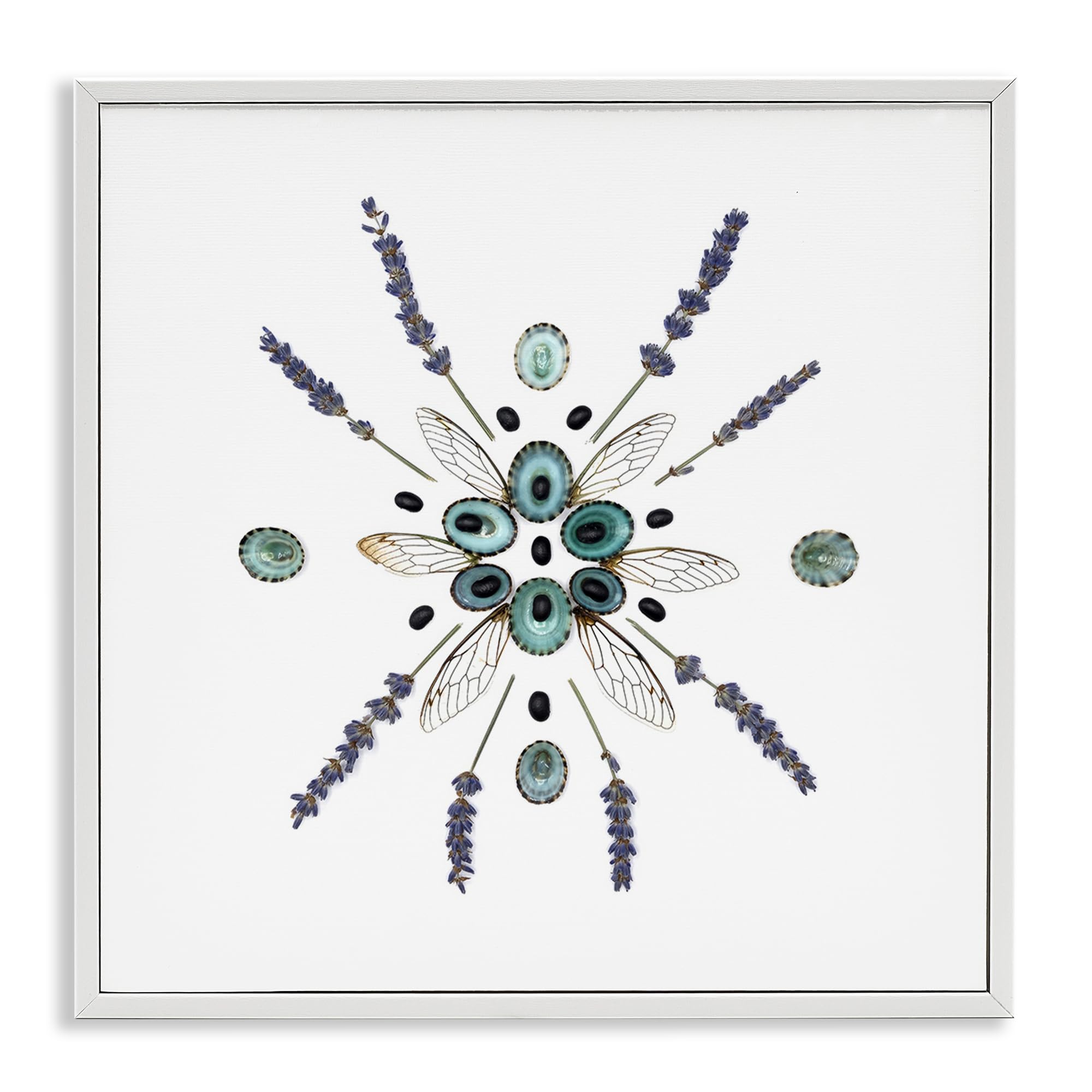 Stupell Industries Coastal White (Textured) 'Lavender & Delicate Wings'| Framed Giclee Art