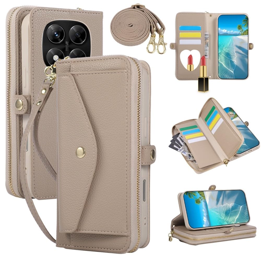 Étui Xiaomi 13T Pro kaki à fermeture éclair robuste et sangle amovible - 8
