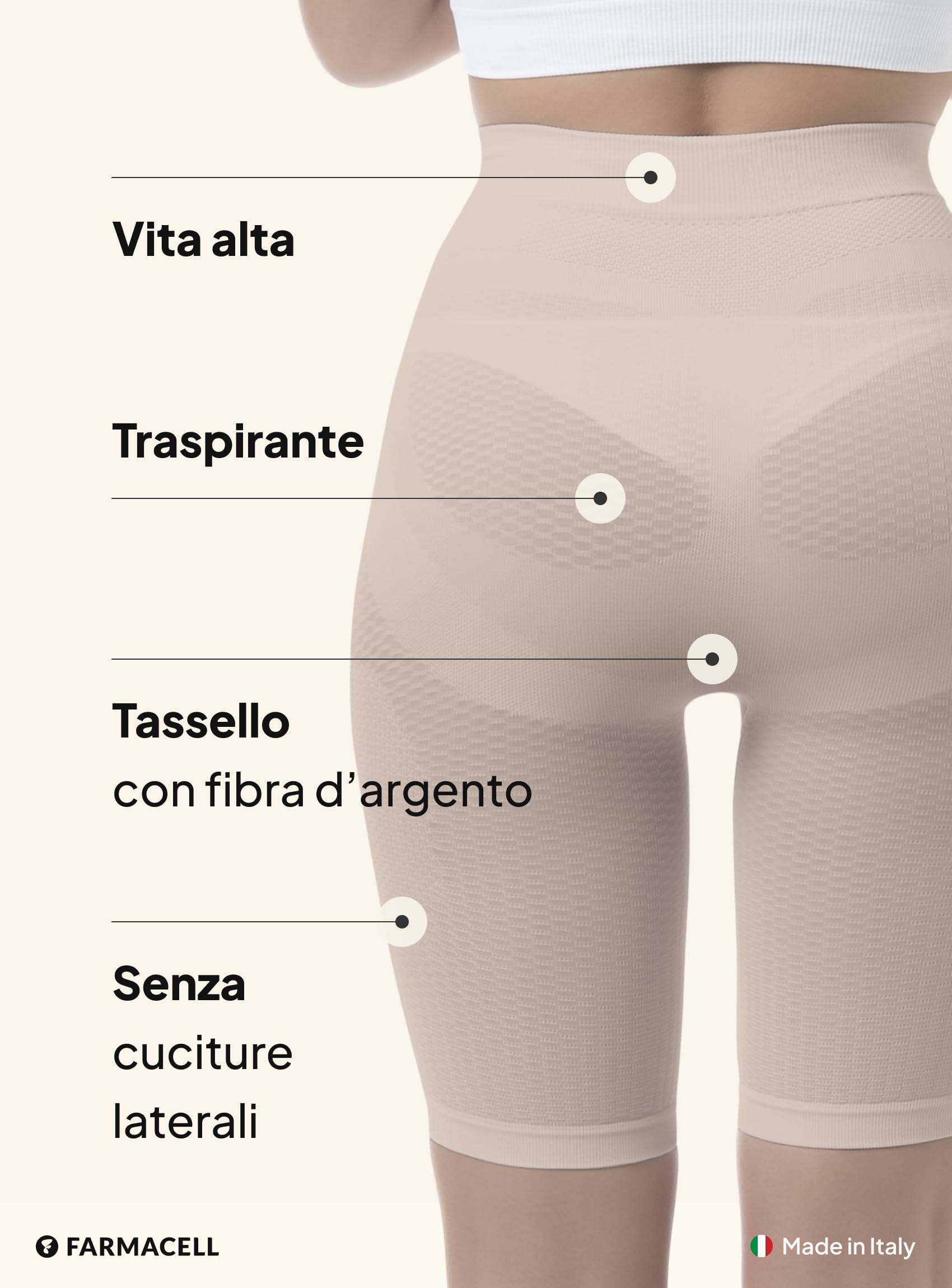FarmaCell Guaina Contenitiva Donna Anticellulite, Push-Up Glutei, Pancia Piatta, Made in Italy, 312