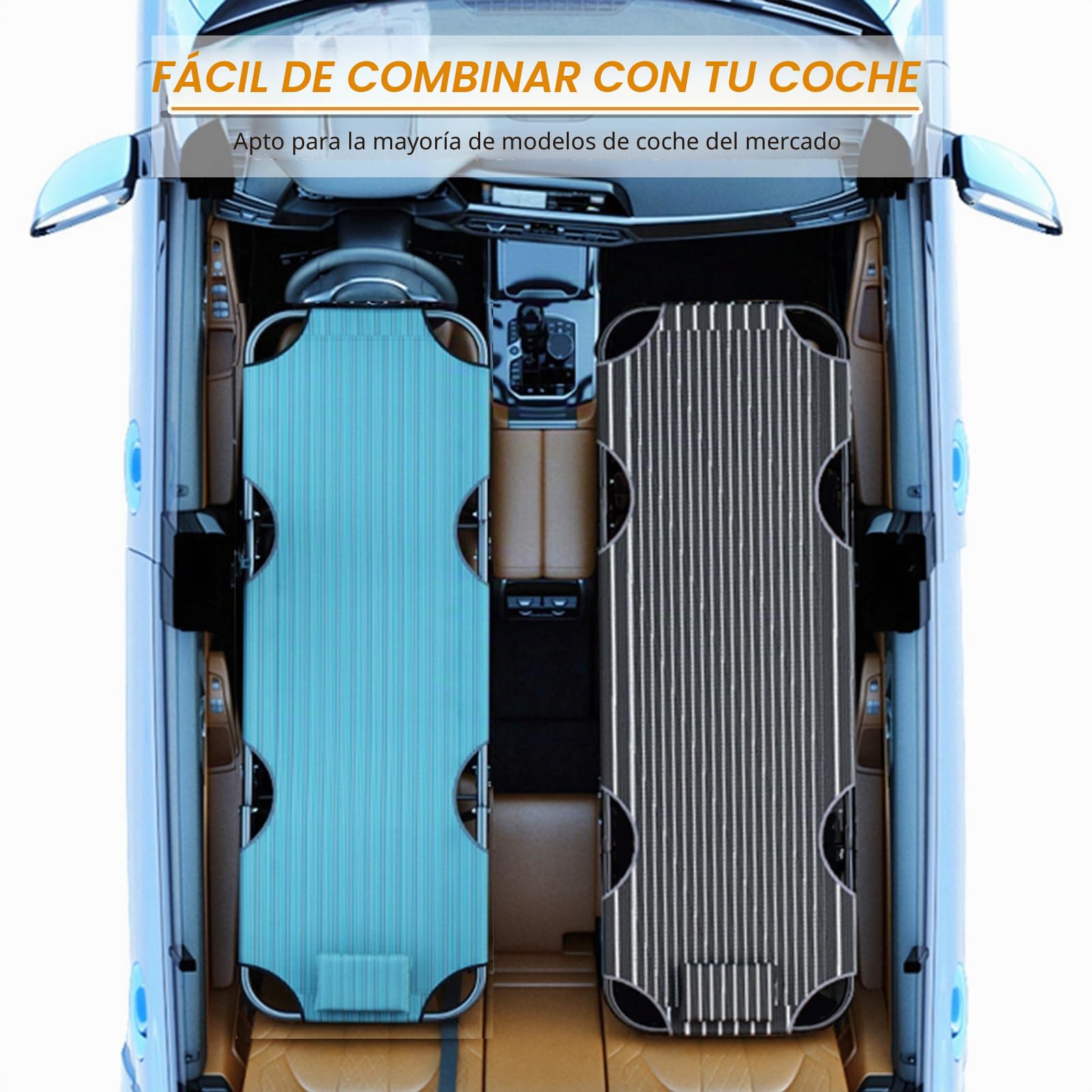 Colchones para Coches No Inflables, Camas De Viaje Plegables, Camas De Camping Al Aire Libre, Fáciles De Limpiar, para Asientos Traseros En La Mayoría De Los Coches (Color : Azul, S : 163x56)