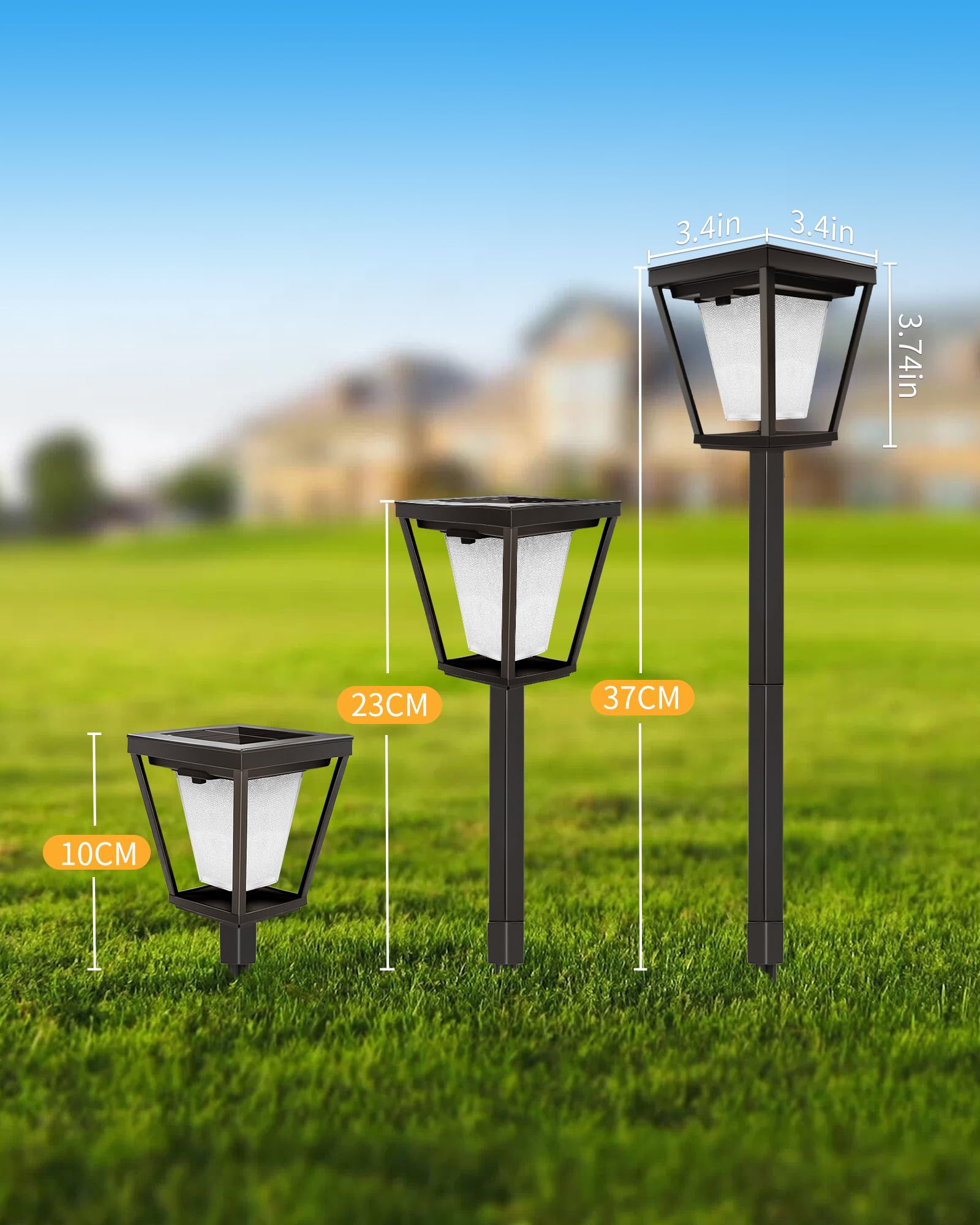 BRIMAX Lampade Solari da Giardino con Picchetto, 3000K/6000K Regolabili | 4 pezzi, IP65 impermeabili, accensione automatica, per vialetto, terrazza, giardino, sentiero, decorazione esterna