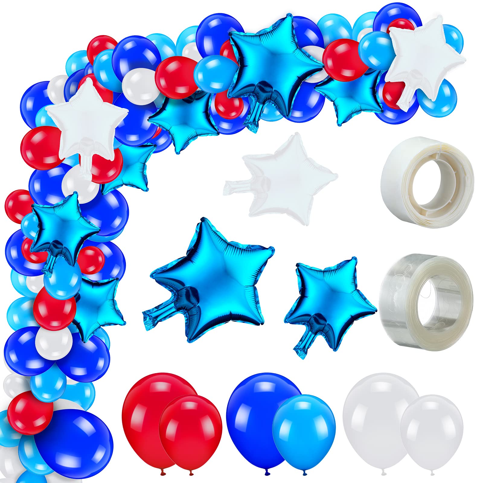 Liliful 114 Pcs Patriotic Balloons Garland Arch Kit Red White and Blue Balloons Garland for 4th of July Decorations Independence Day Balloons Patriotic Decorations Nautical Party Supplies