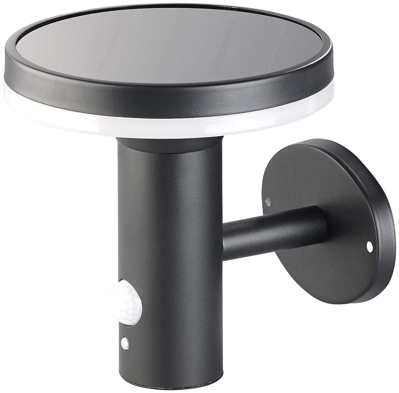 Lunartec Wandlampe: 2 Premium-LED-Solar-Wandleuchten, PIR-Sensor, Nachtlicht, 600 Lumen (hochwertige Solar-Wandlampe, Moderne Wandlaternen, Dimmer)