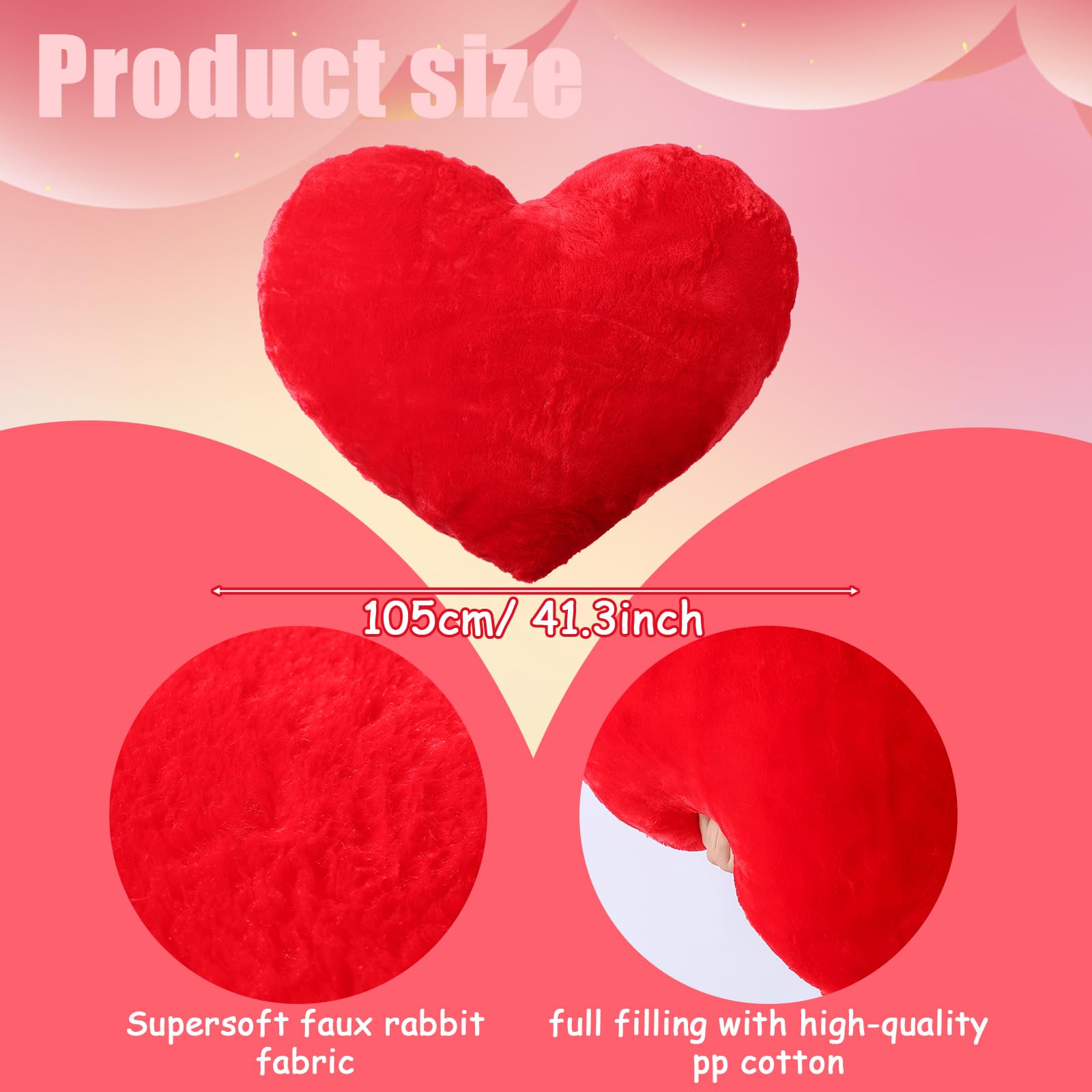 Amazon.com: Beeveer 41 Inch Large Giant Heart Pillow Heart Shaped