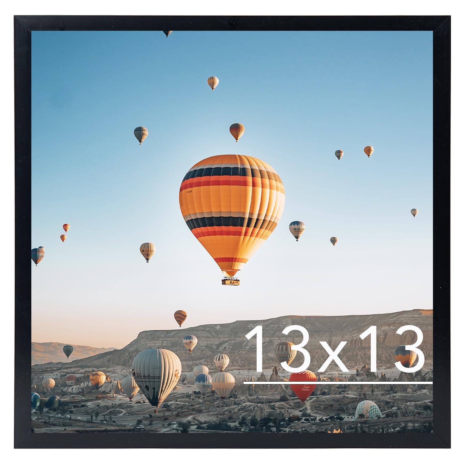 JCJMY 13x13 Picture Frame Black for Wall Hanging, Wall Mounting Horizontally or Vertically, 13 x 13 Square Wall Gallery Poster Photo Frame with Shatter Resistant Plexiglass, Black