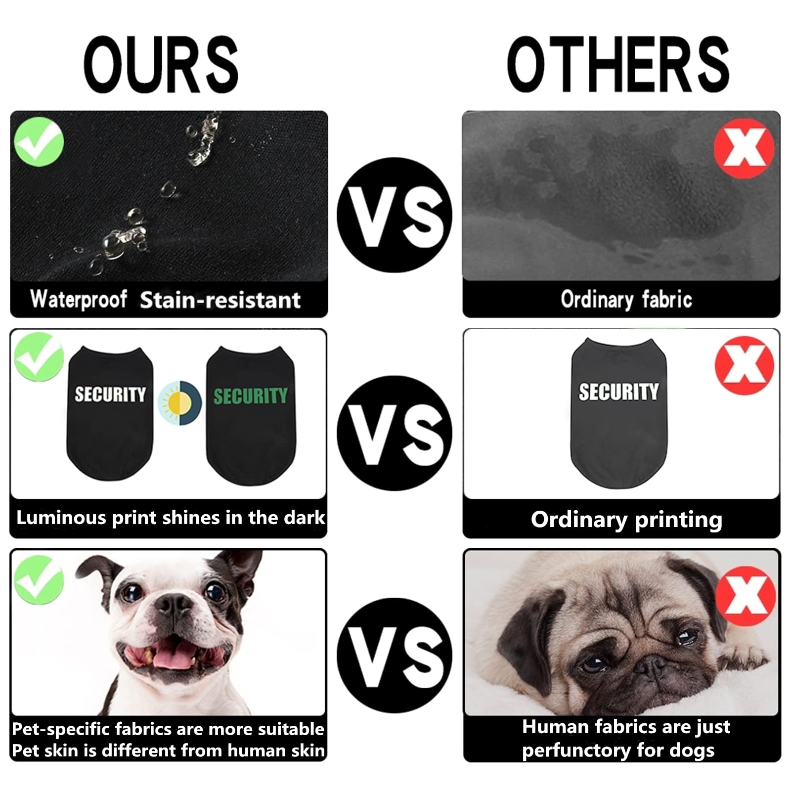 Chaleco de seguridad mejorado para perro, para cachorros, gatos y perros, tela técnica con impresión fluorescente, grande, mediano y pequeño (E6XL, negro)