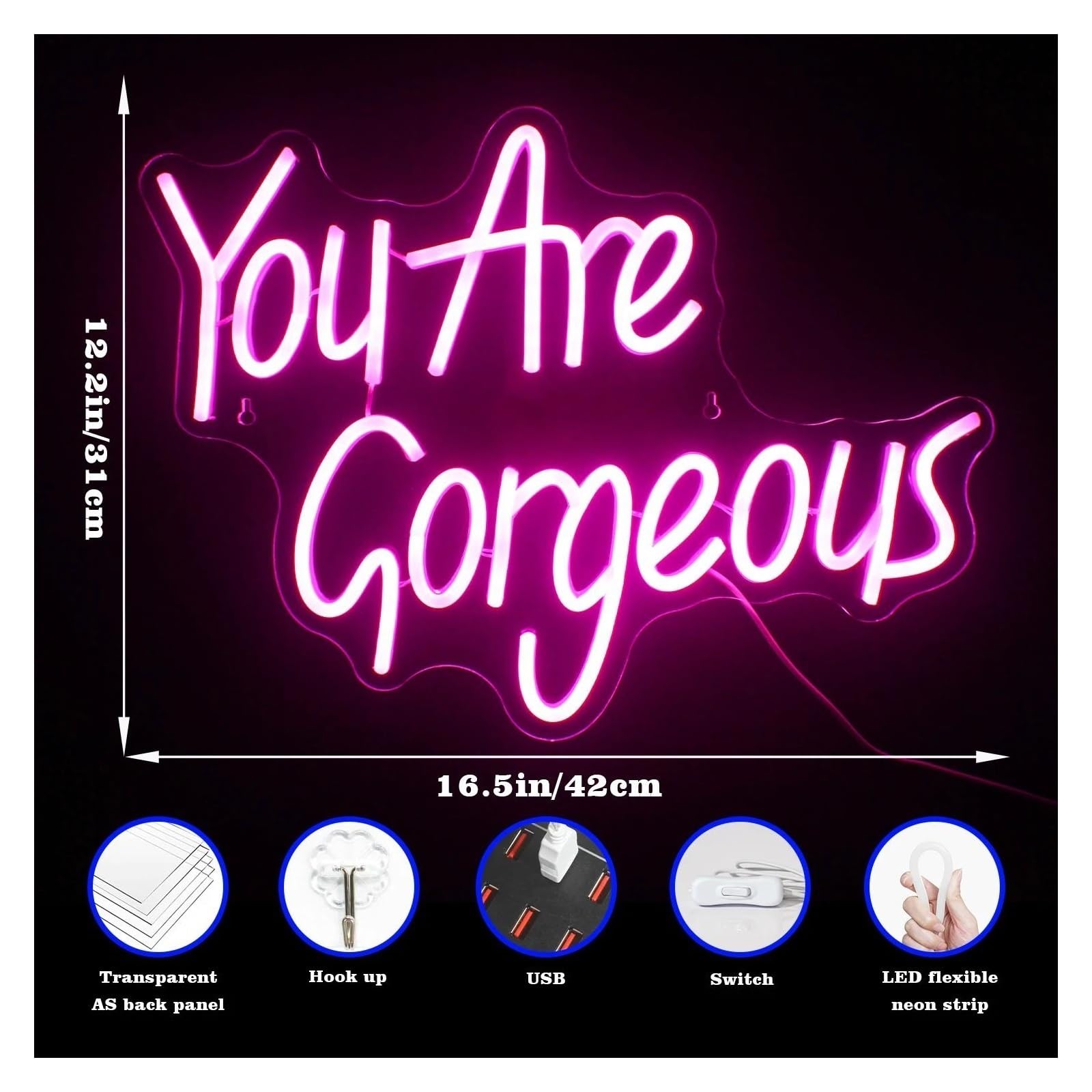 lámpara de neón Eres hermosa para lámpara de neón para habitación dormitorio bar tienda decoración letreros luminosos diseño arte pared