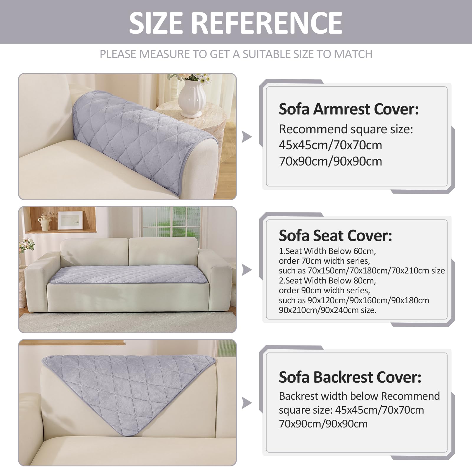 Ystyle Flanellsofa Überzug, Rutschfester Sofabezug, Weicher und Komfortabler Couchüberzug, Geeignet für 1/2/3/4-Sitzer Sofas und Sofas mit Chaise-Longue-Bereich (Hellgrau, 70x70cm)