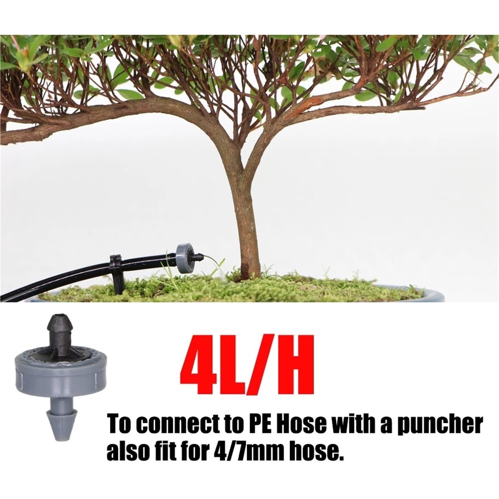 Emisores de Riego por Goteo 50 Unidades de goteros compensación automática for césped, 2 l, con Flujo Estable y presión, duraderos, compactos Flexibles(Red)