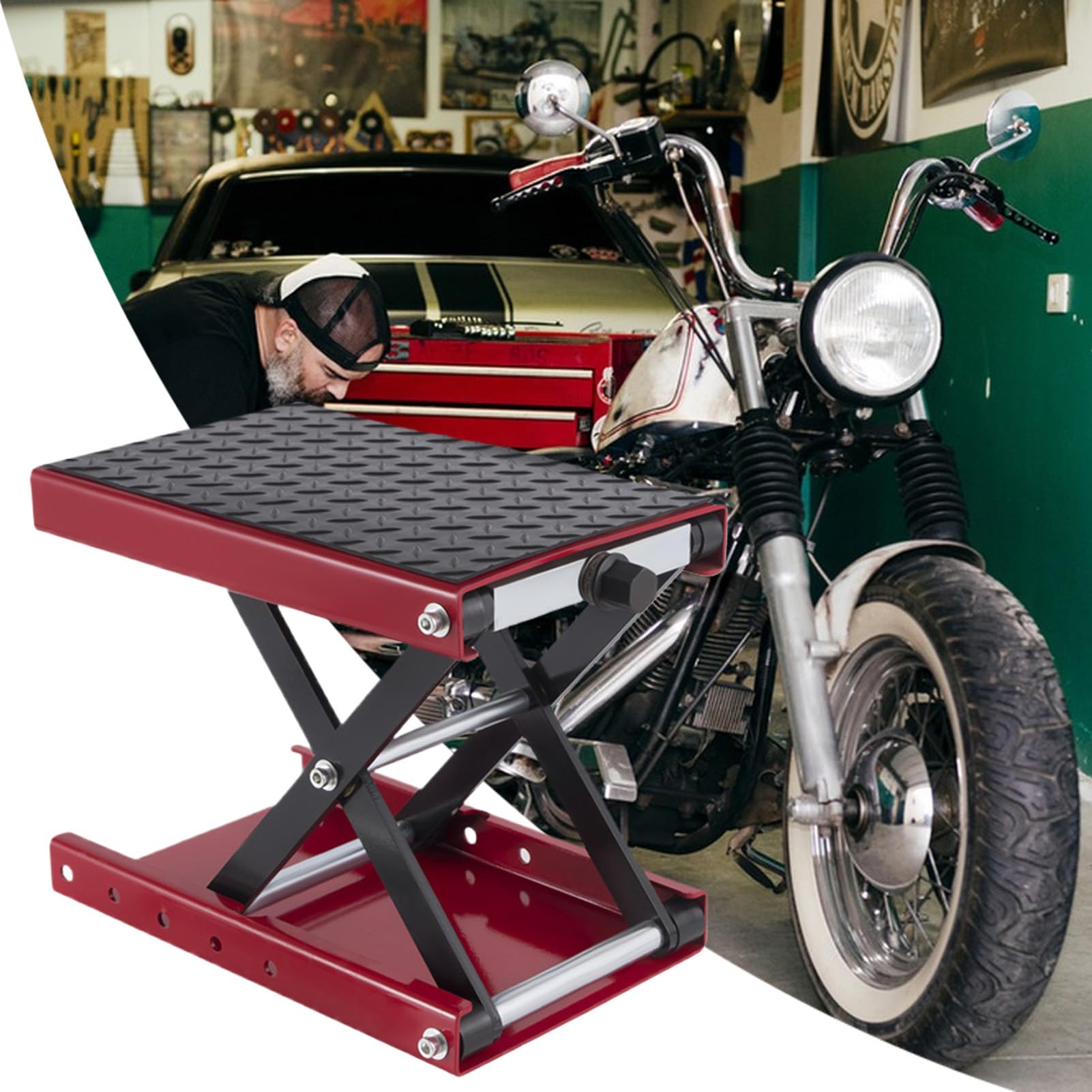 Sollevatore Moto Sollevatore A Forbice Portatile Per Quad | Tavolo Compatto Robusto Per Officina Garage Manutenzione ATV Con Meccanismo A Sgancio Rapido