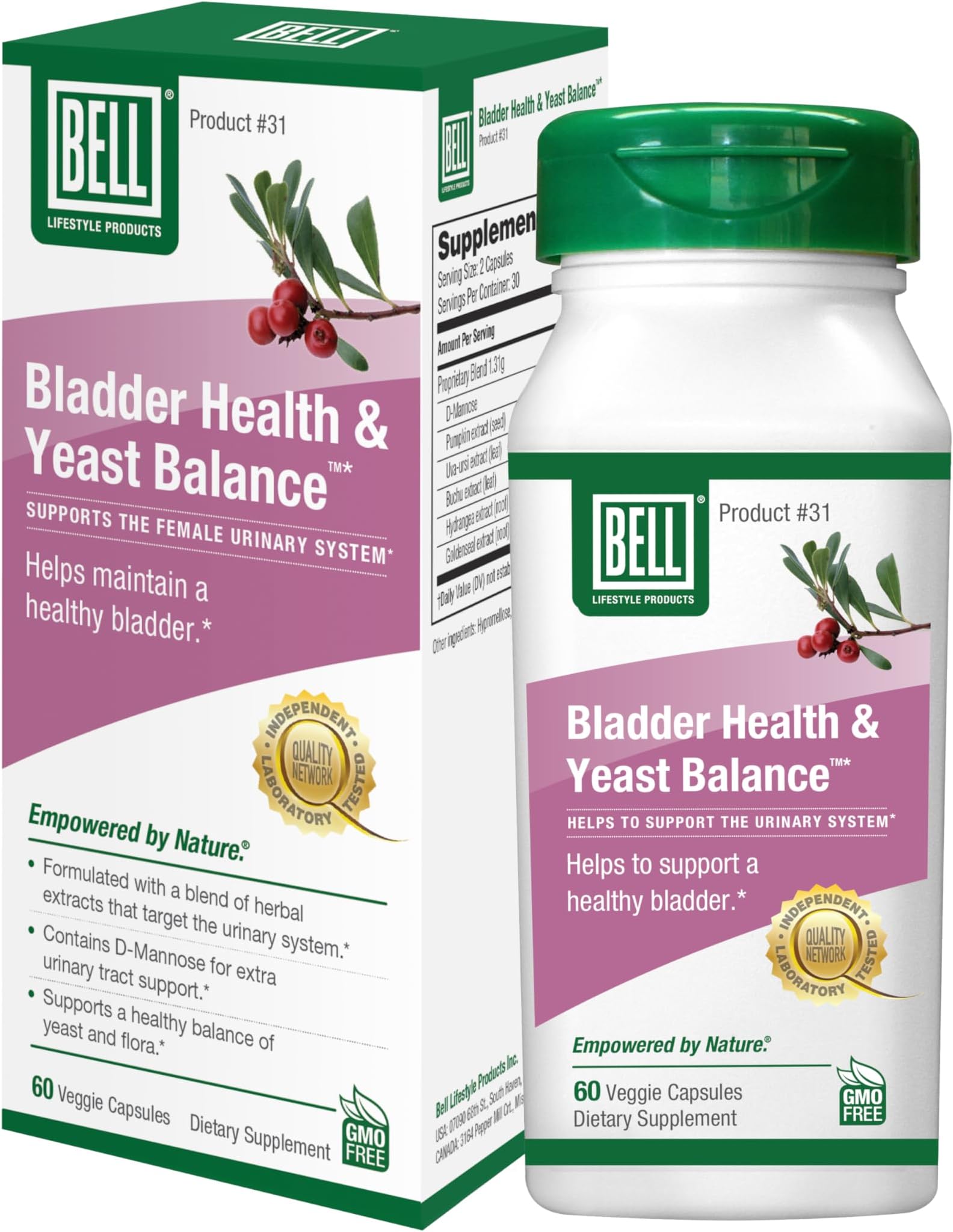 BellLifestyle Products Bladder Health & Yeast Balance | 60 Capsules