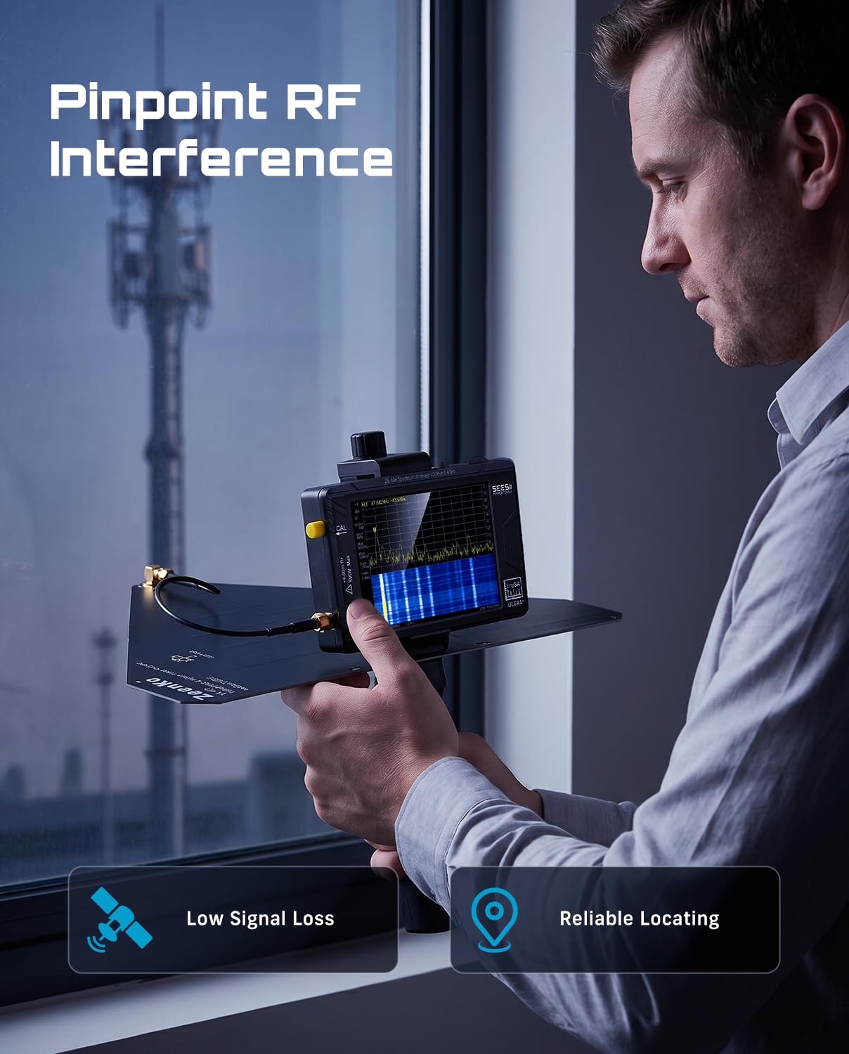 SEESII ZA-048 LPDA Log-Periodische Dipol-Array-Antenne:400MHz-8GHz Richtantenne für HF-Signalrichtungsfindung, für TinySA Ultra+ ZS406/ZS407 Spektrumanalysator