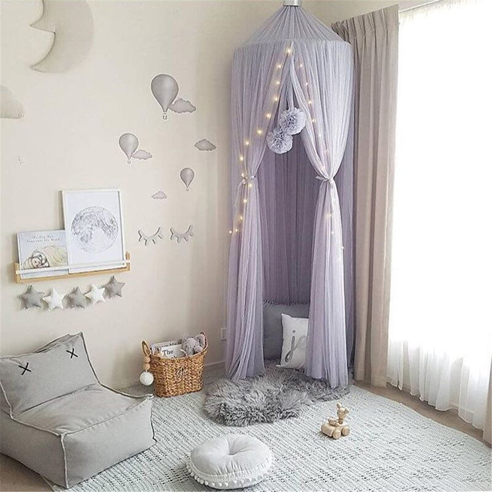 Rideau Lit Baldaquin Fille Inzopo Ciel De Lit Princesse Tente De Jeu Avec Rideau De Gaze Pour Bébé Et Enfant Tente De Jeu Moustiquaire (47 × 23 × 23) Demi-lune Ciel De Lit Rose