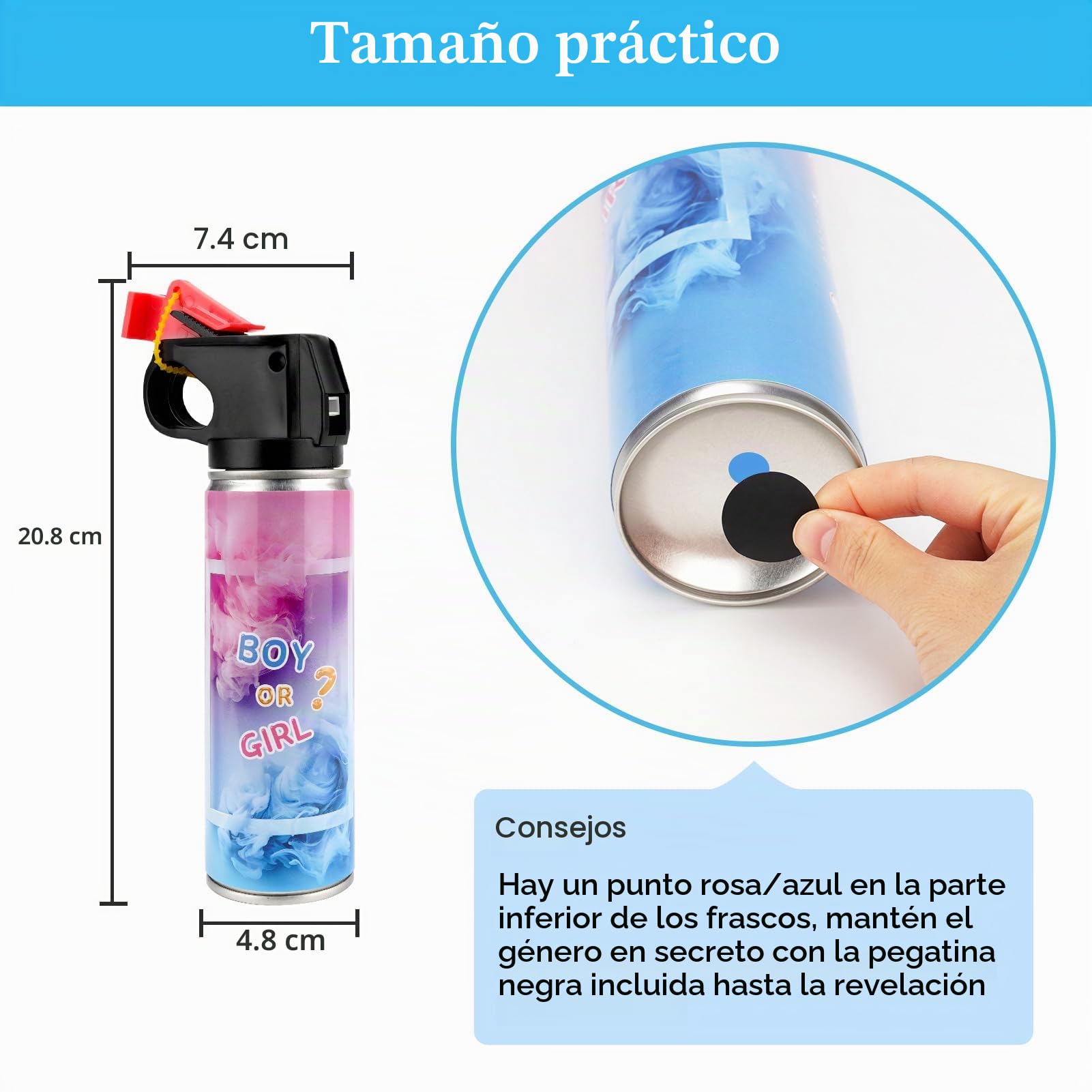 Canon Confettis Gender Reveal- Azul, juego de 2 - con polvo de cánones de confeti biodegradables al 100% para revelación de fiesta de prenatal para anuncios de sexos bebé niño