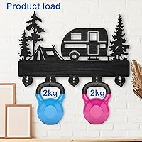 Vista 4 de MAYJOYDIY Perchero de madera para acampar de 11.8 x 8 pulgadas, soporte para llaves de coche de campamento para pared al aire libre, gancho